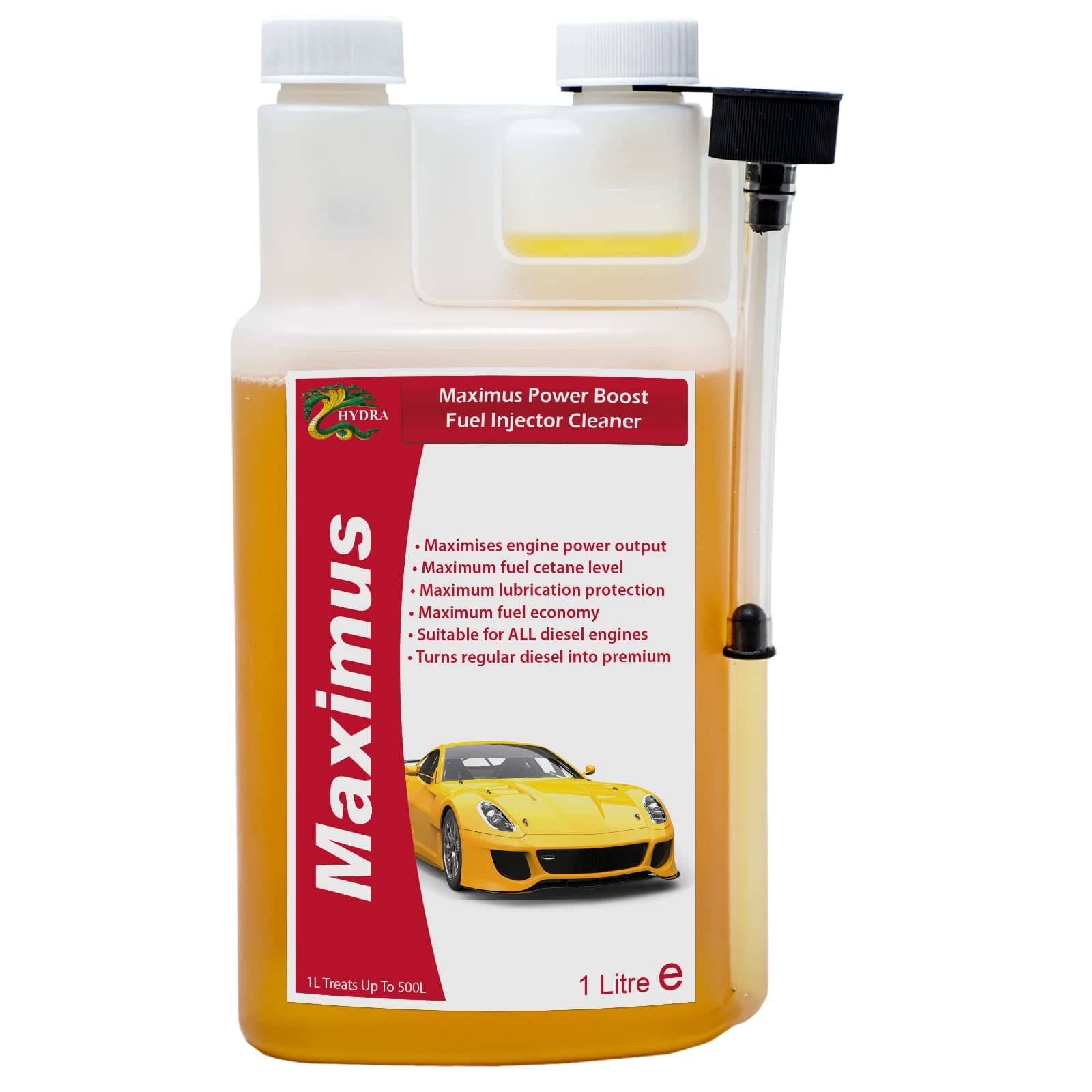 HYDRA MAXIMUS fuel injector cleaner, 1 Litre treats Up To 500 L, for cleaning diesel injectors performance enhancing diesel turbo cleaner additive for diesel fuel EGR valve cleaner diesel engines