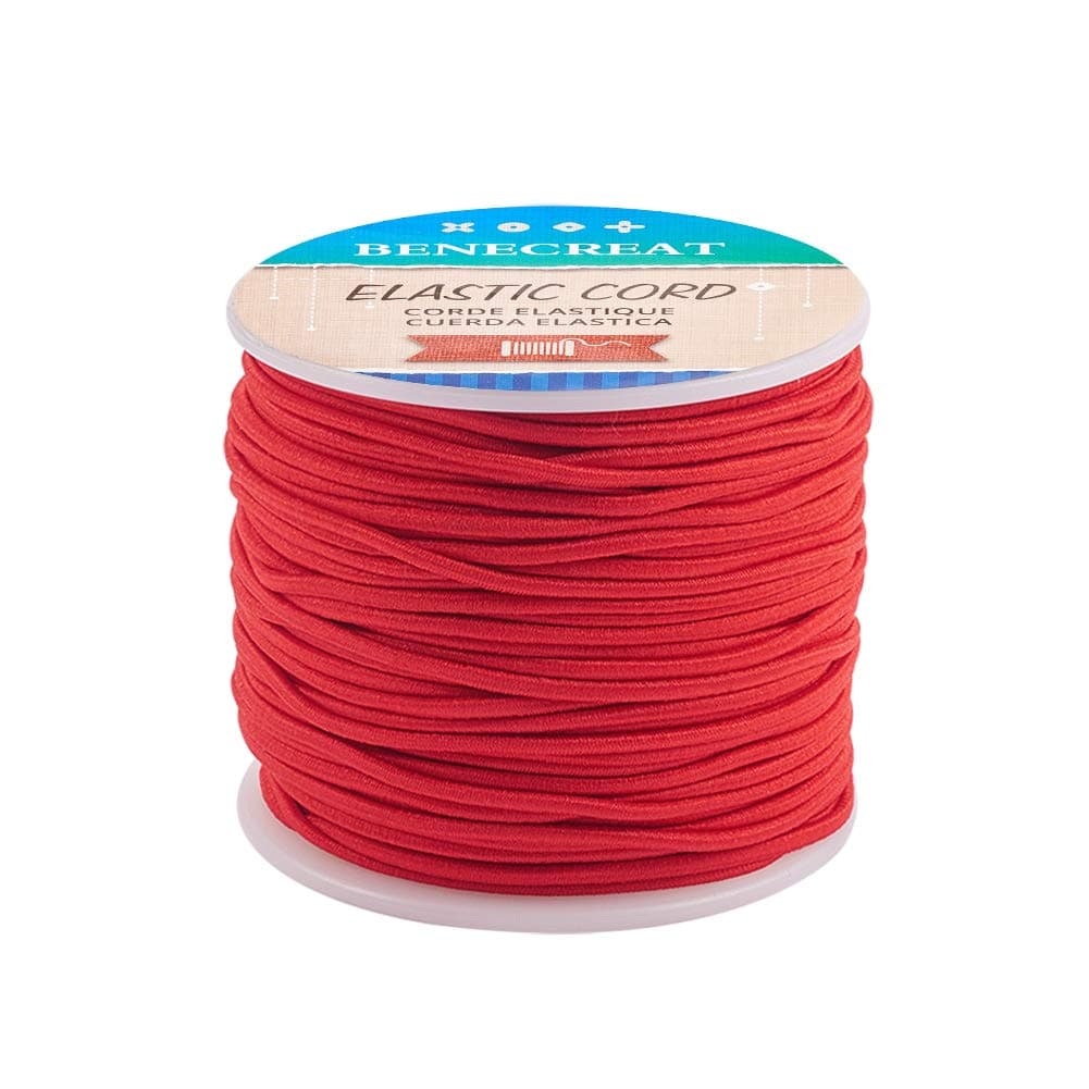 BENECREAT 2mm 55 Yards Elastic Cord Beading Stretch Thread Fabric Crafting Cord for Jewelry Craft Making (Crimson)