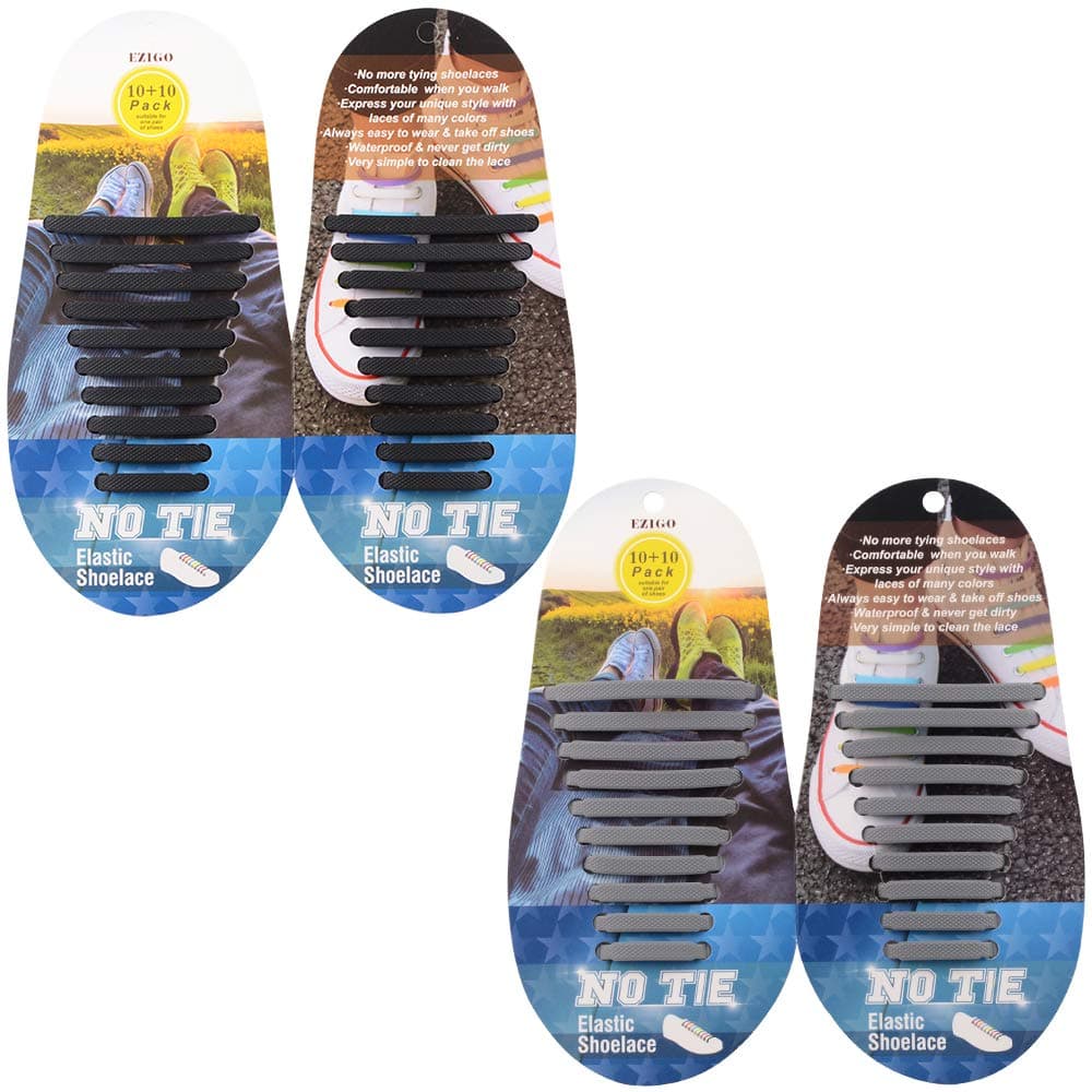 EZIGO No Tie Shoelaces for Kids and Adults, Tieless Elastic Rubber Kids Laces