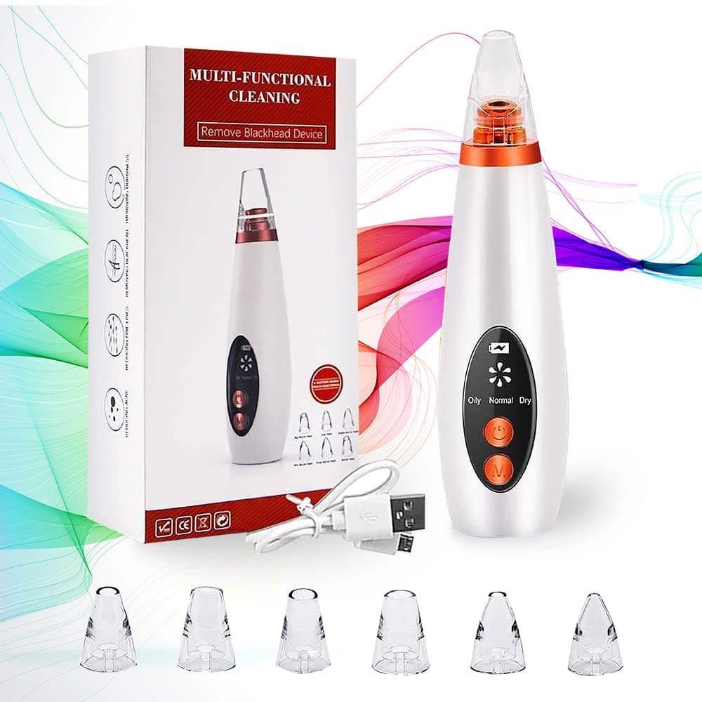 ClothyDeal Premium 6 in 1 Multi-Function Blackhead Remover With Pore & Pimples Cleaner Upgraded Chargeable Vacuum Machine | 6 Changeable Functional Heads | Men & Women (6.5)