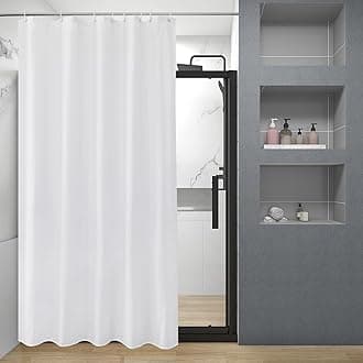 EurCross Narrow Shower Curtain,Anti Mould Mildew Resistant White Shower Curtain Liner 120 x 180 cm (48 x 72 Inch),100% Polyester