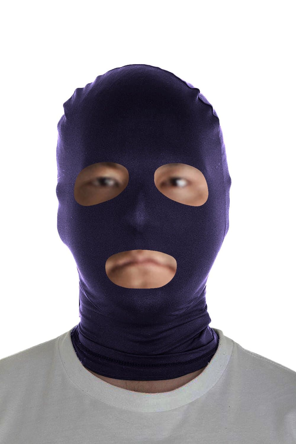 Marvoll Lycra Spandex Eyes & Mouth Holes Zentai Mask Hoods Halloween Costumes (Adults, Navy)