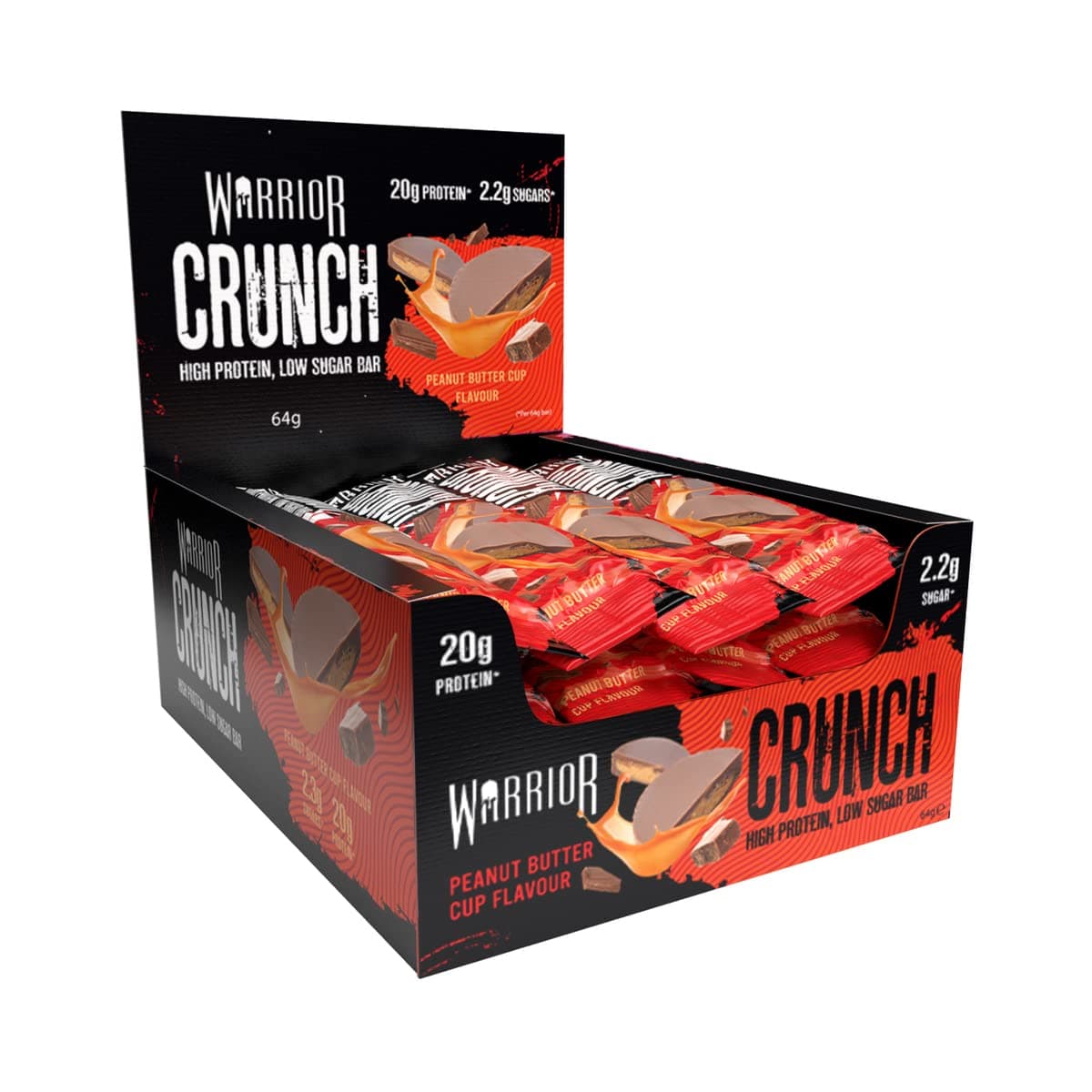 Crunch Protein Bars, Peanut Butter 12 x 64g – High Protein Snacks (20g), Low Sugar, Low Calorie Snack Bar, Guilt-Free On-the-Go Treats, Multipack Diet Bars for Weight Loss