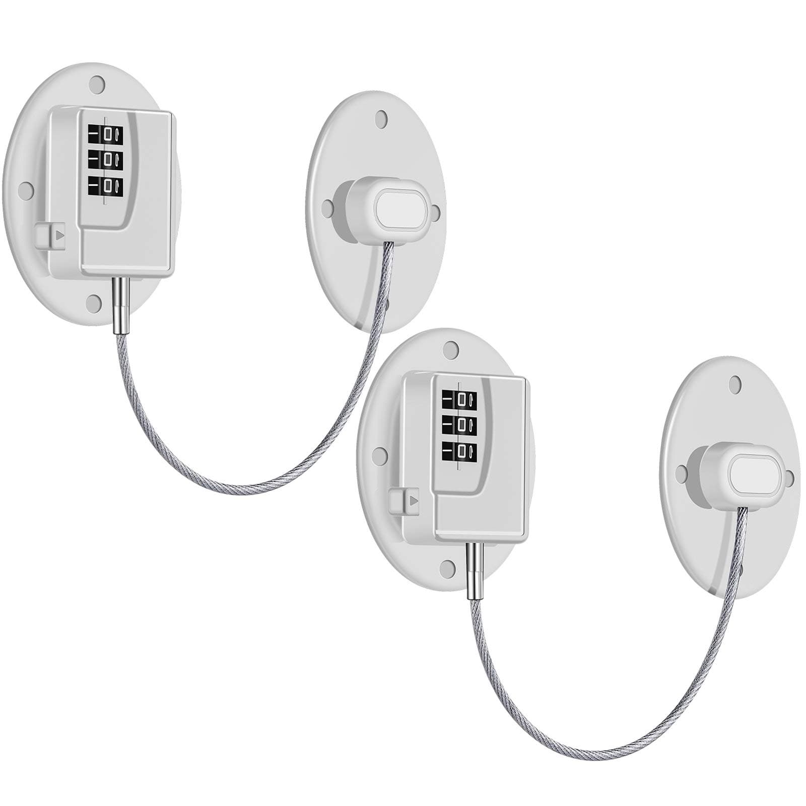 2 Pack Refrigerator Lock - Heavy Duty 3 Digit Cable Fridge Lock, Child Proof ...