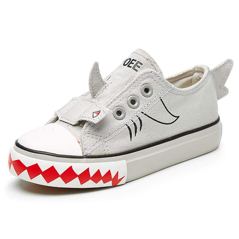 Toddler Shoes Soft Anti-Slip Walking Shoes Fashion Little Kid Boys Girls Slip On Canvas Sneaker KM911-Grey-26