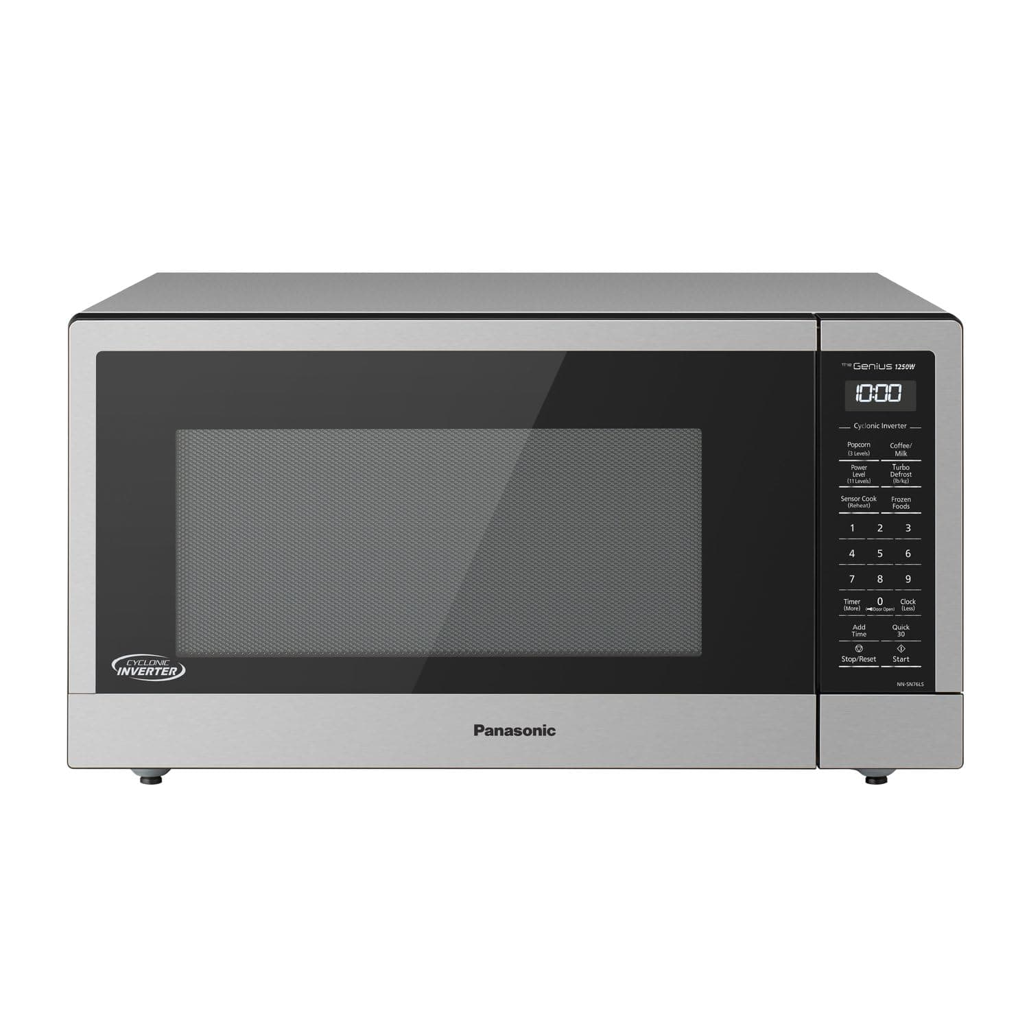 NN-SN76LS 1.6 cu.ft Cyclonic Inverter Countertop Microwave Oven 1250Watt Power with Genius Sensor Cooking, 19.44"D x 21.88"W x 11.94"H, Stainless Steel