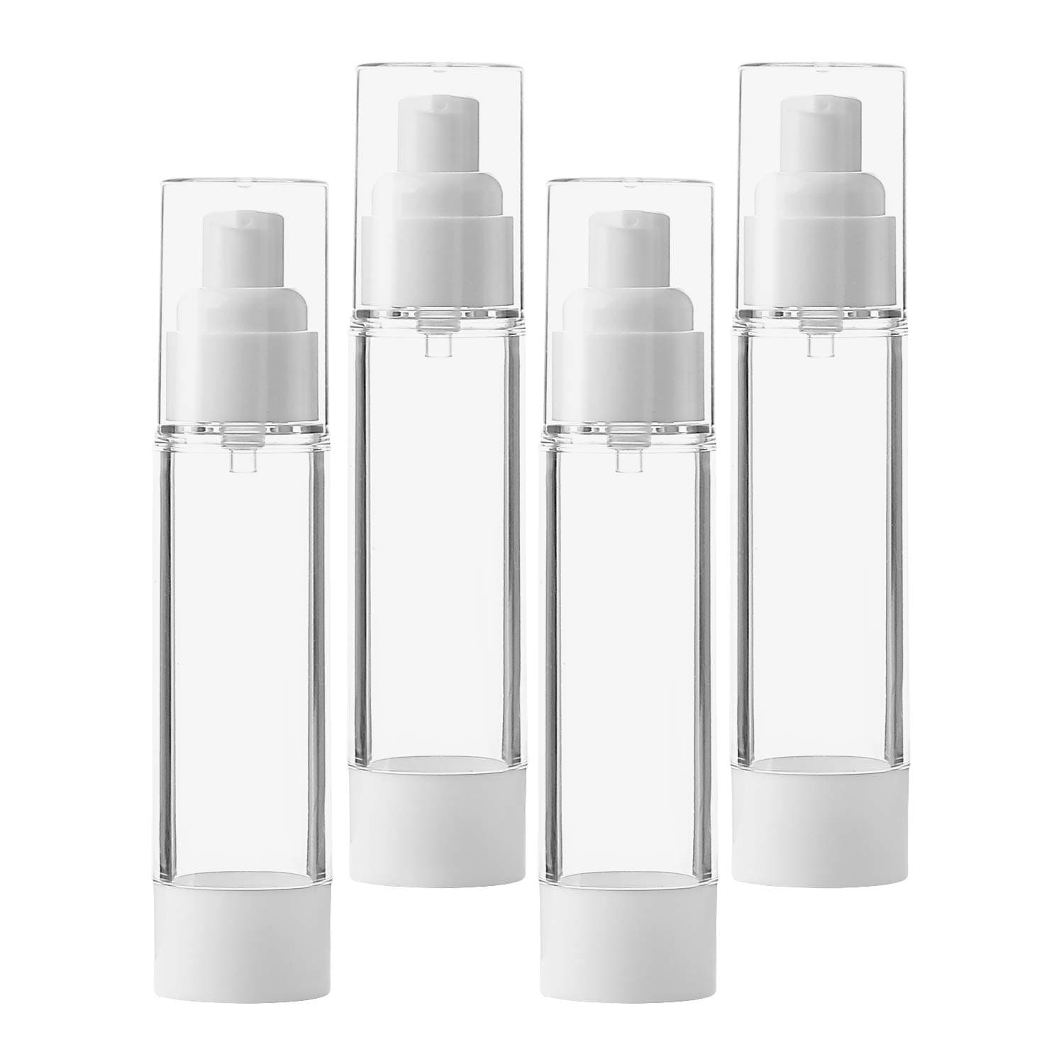Sdootbeauty Airless Pump Bottle, Refillable Air Pump Bottles Empty Airless Vacuum Bottles Travel Airless Bottles - 1.7oz/50ml - 4 Pack