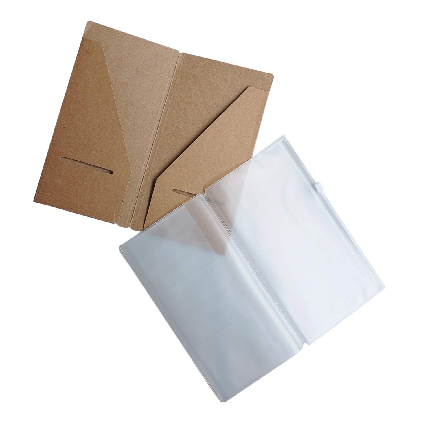 WANDERINGS Zipper Case and Kraft Card Sleeve Holder Travelers Notebook Accessories Pack, 2-Pack for Refillable Travel Journals - Standard Size, 8.25 x 4.25 inches