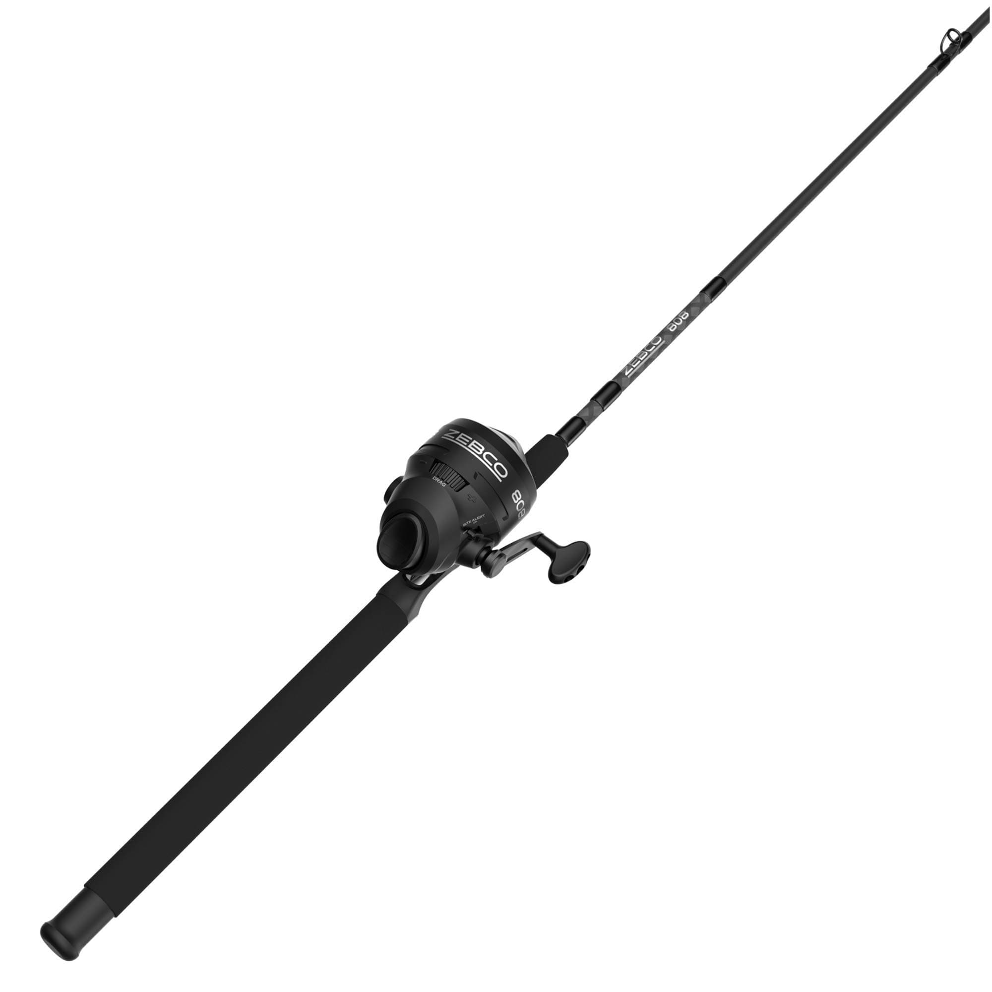 808 Spincast Reel and Fishing Rod Combo, 7-Foot Durable Z-Glass Rod with Extended EVA Rod Handle, Quickset Anti-Reverse with Bite Alert, Pre-spooled with 20-Pound Cajun Fishing Line, Black