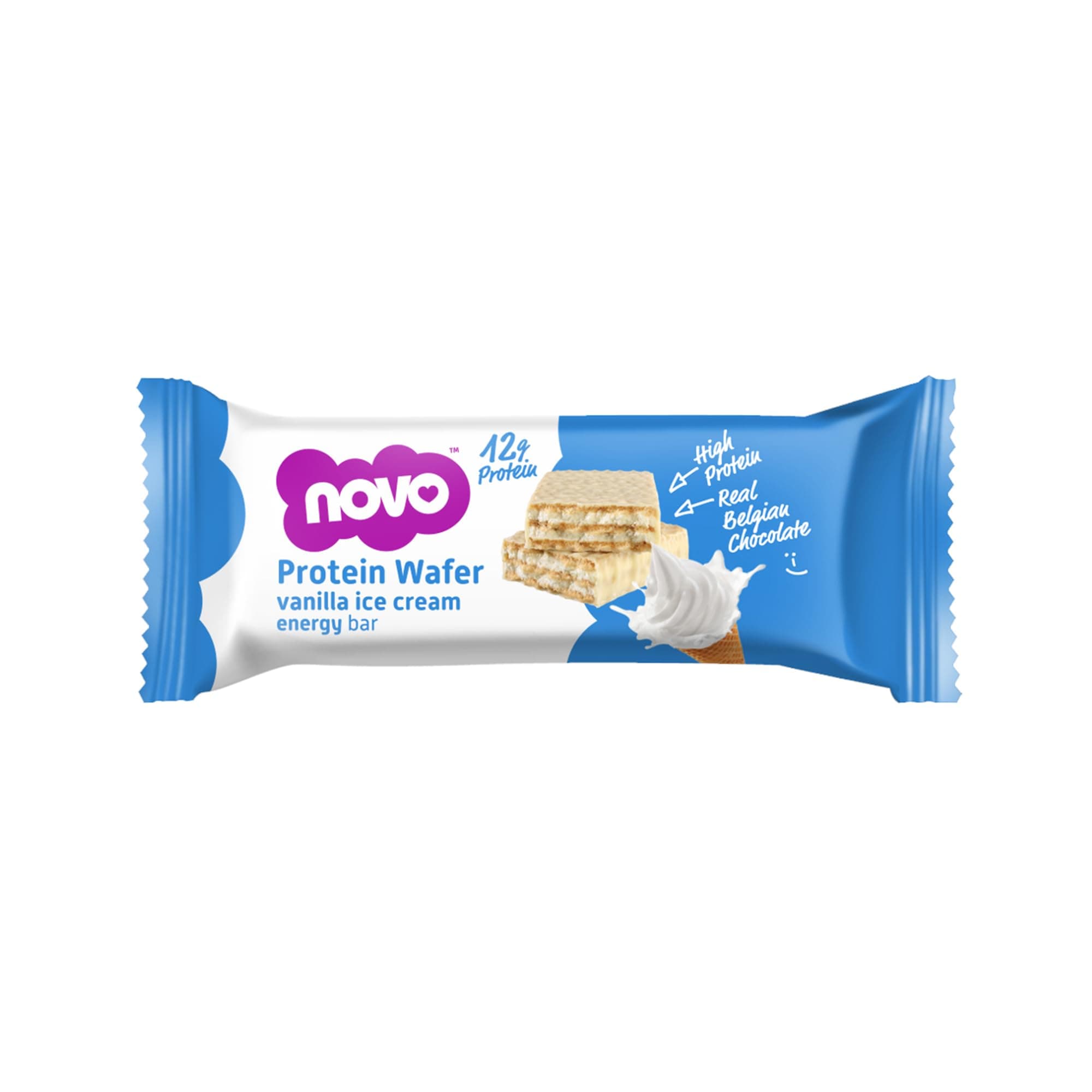 Novo Vanilla Wafer 9g Protein Bar – High Protein Snack, Low Sugar, Guilt-Free Indulgence, Crunchy Wafer Texture – Ideal for Post-Workout, On-the-Go & Healthy Snacking 40g