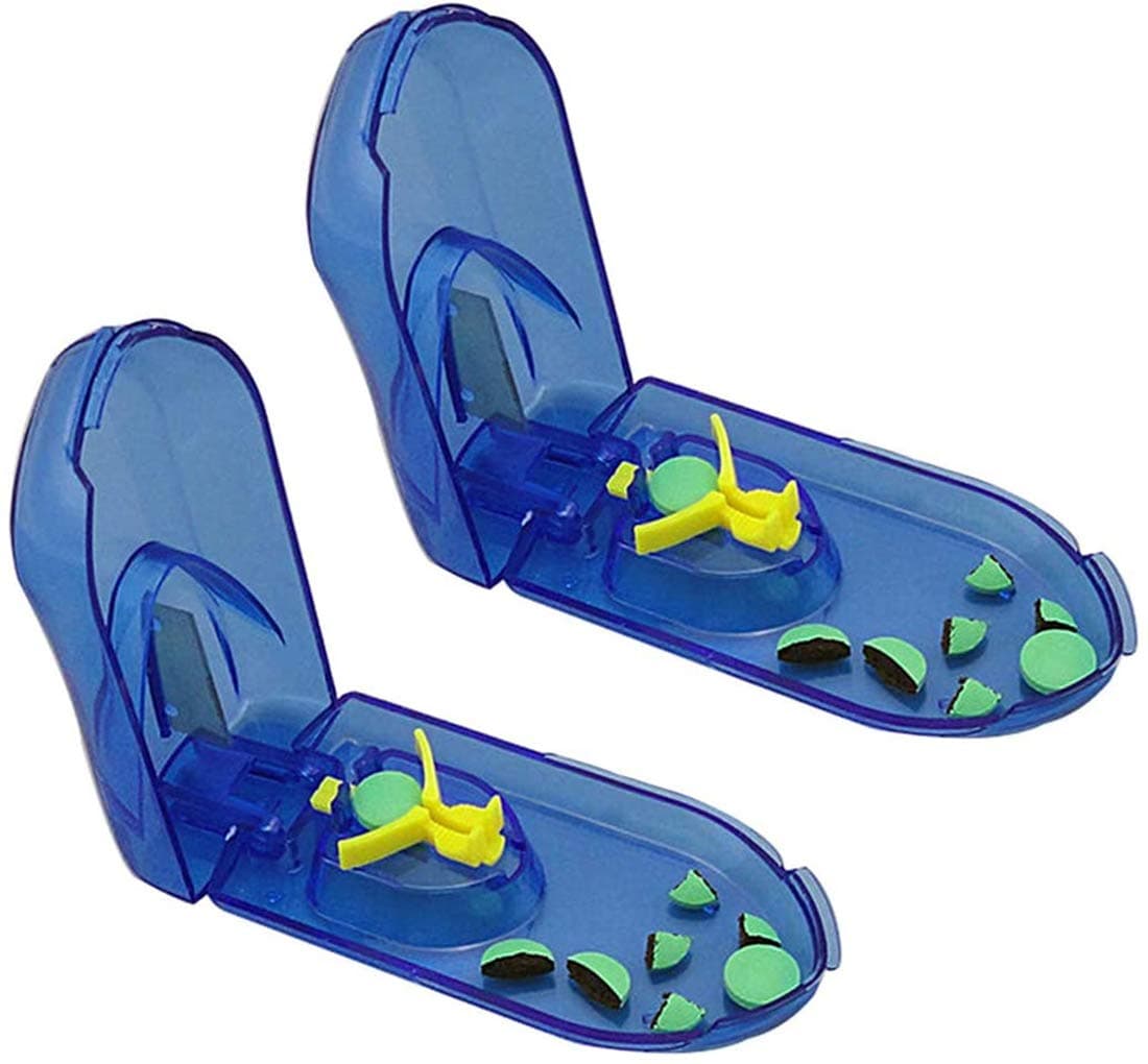 Pill Cutter Grip Pill Crusher and Cutter for Vitamins Big Small Pills and Medication Transparent Pill Splitter with Pill Holder Case to Split Pill Divider Pill Dispenser