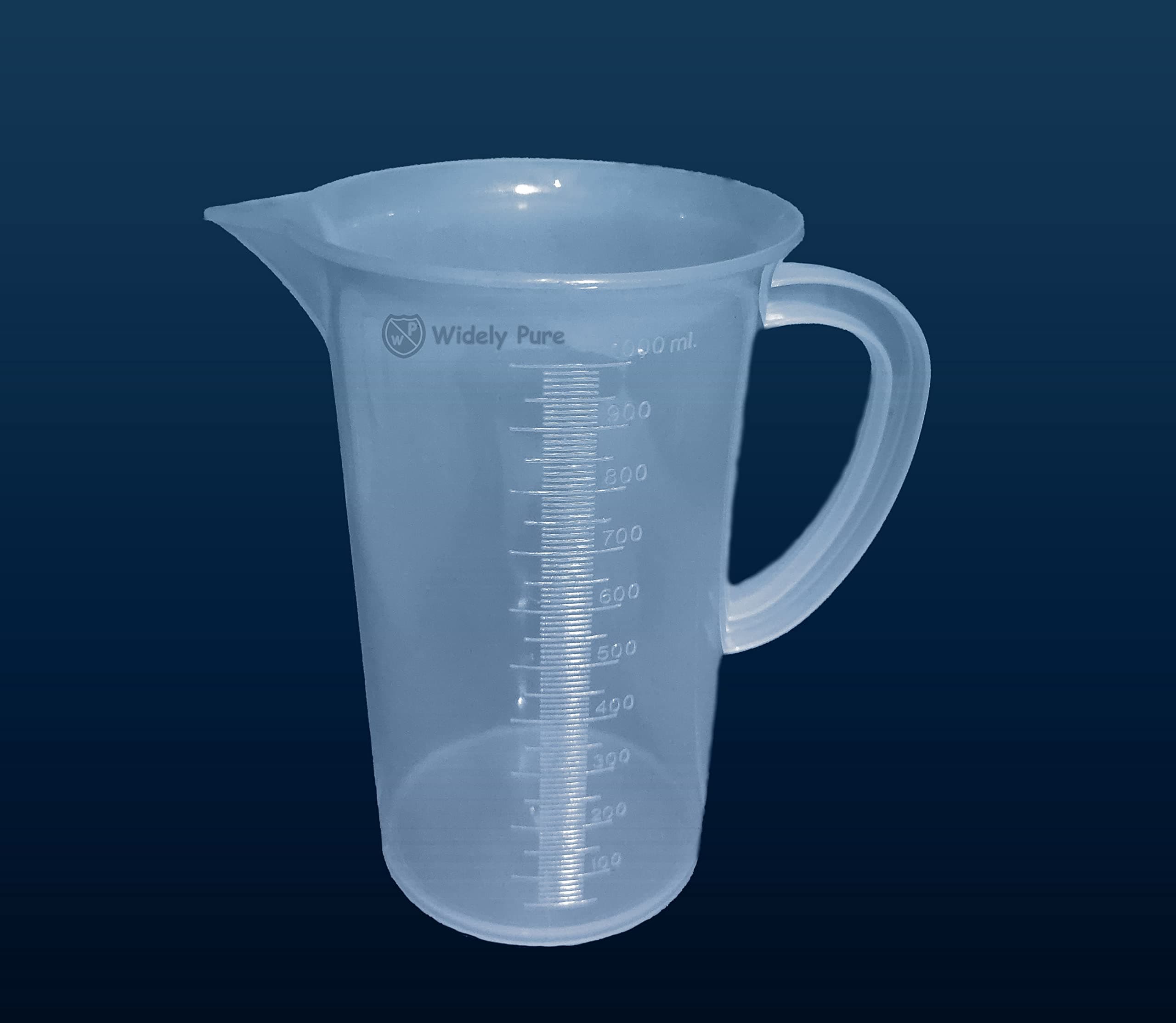 Widely PureMeasuring Jug 1000ml with Handle Transparent Molded in Polypropylene Plastic