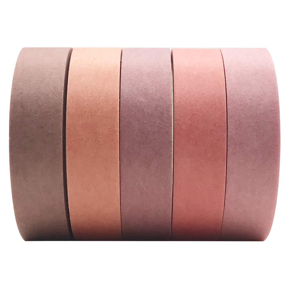 EnYan Solid Color Washi Tapes Set, 5 Rolls Basic Collection Decoration 10mm Wide Japanese Masking Decorative Tapes for Bullet Journal Planners DIY Crafts Arts Scrapbooking Adhesive