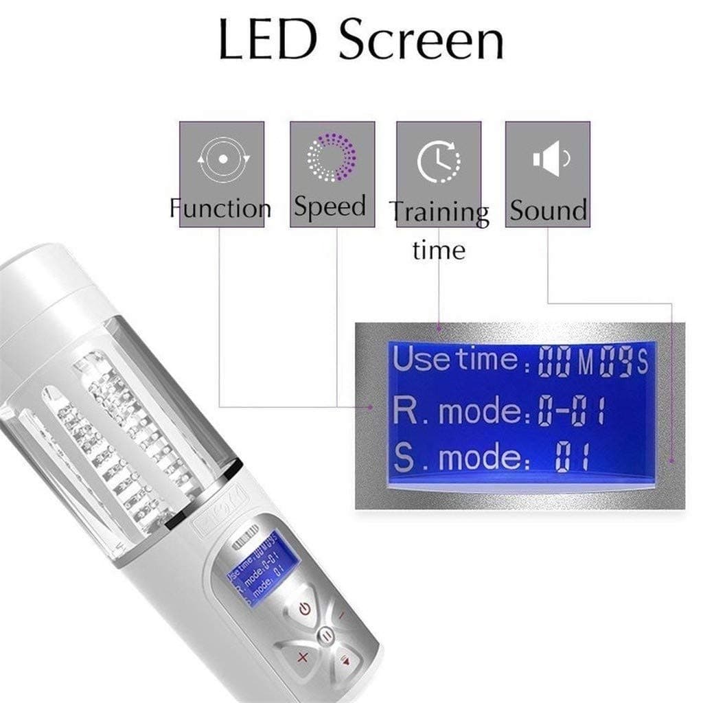 NNJELILA Exciting Experience LED Intelligent Male Automatic Piston Cup S_ucking 400Times/Min and 360° Rotating 10 Pattern 5 Speed Electronic Massage Cup Male's Toy T-Shirt