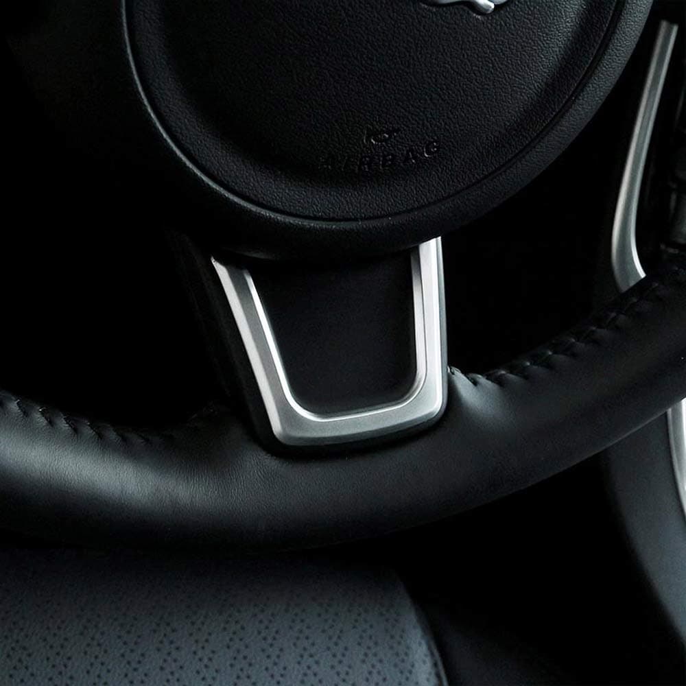 Autobro for Jaguar XE XF F-Pace E-PACE 2016-2018, ABS Plastic Car Steering Wheel Trim Strips Accessories Matte Silver