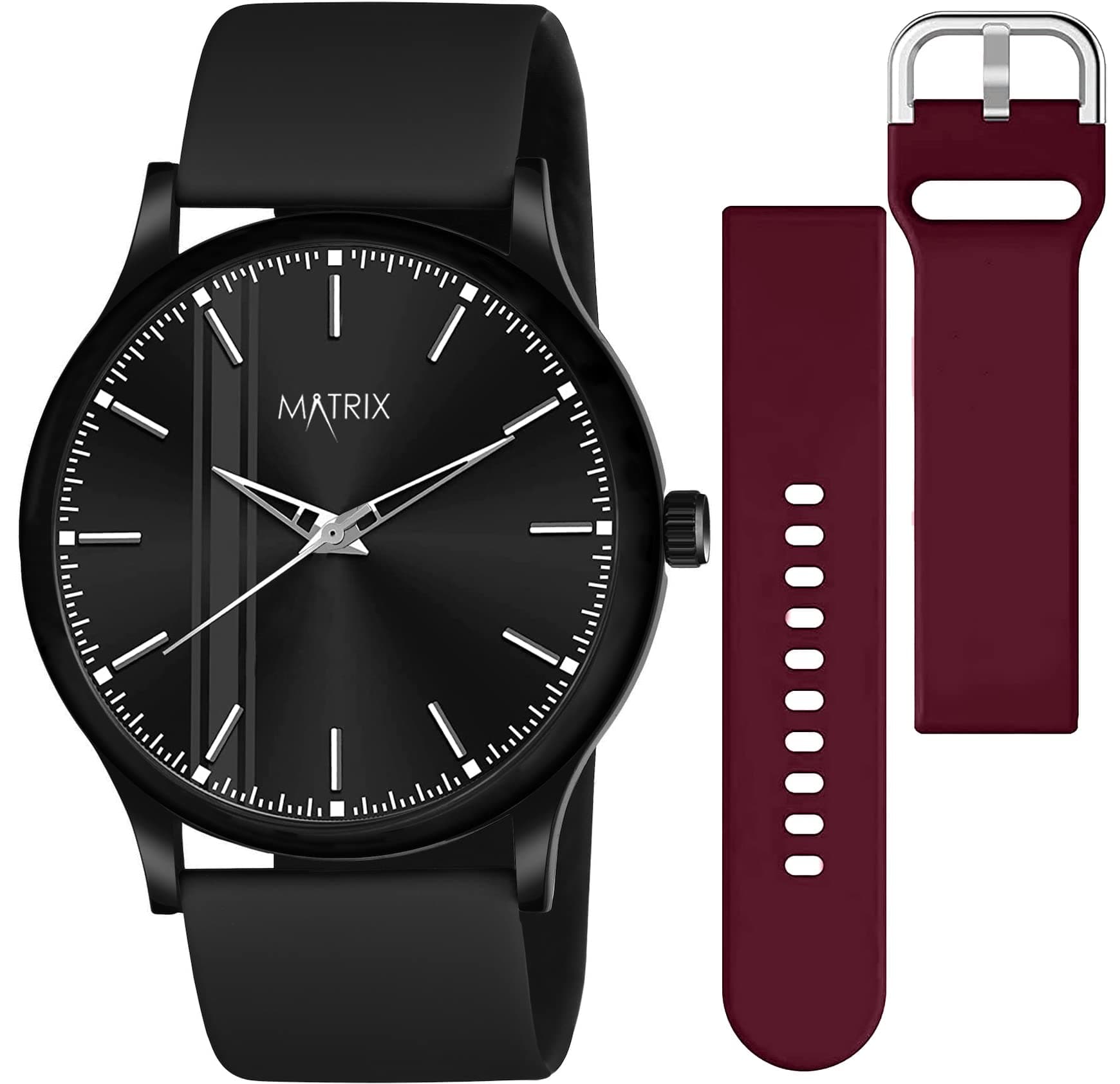 Swap Analog Black Dial Watch with Interchangeable Straps for Men & Boys