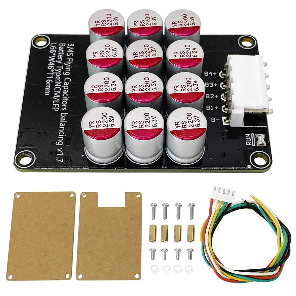 XFYBZN 5A 3S 4S 12V Battery Active Equalizer Whole Group Balancer LiFePO4 LFP Lipo Li-ion Lithium Active Battery Energy Transfer Equalization Capacitor Balancer PCB Module with Acrylic Protective Case