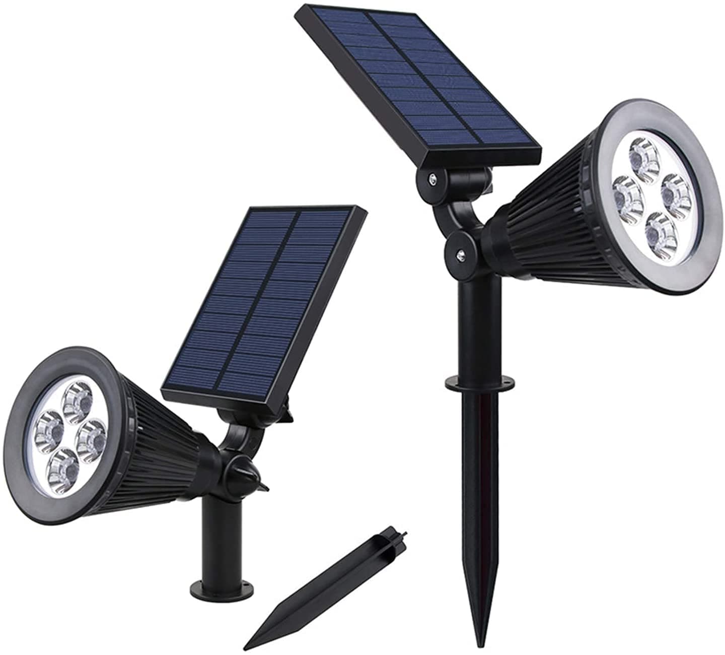 200 Lumens LED Solar Spotlight - Warm White (3000K) - Solar Powered Exterior Landscape Lighting for Your Patio, Pool & Garden - [2 Pack]