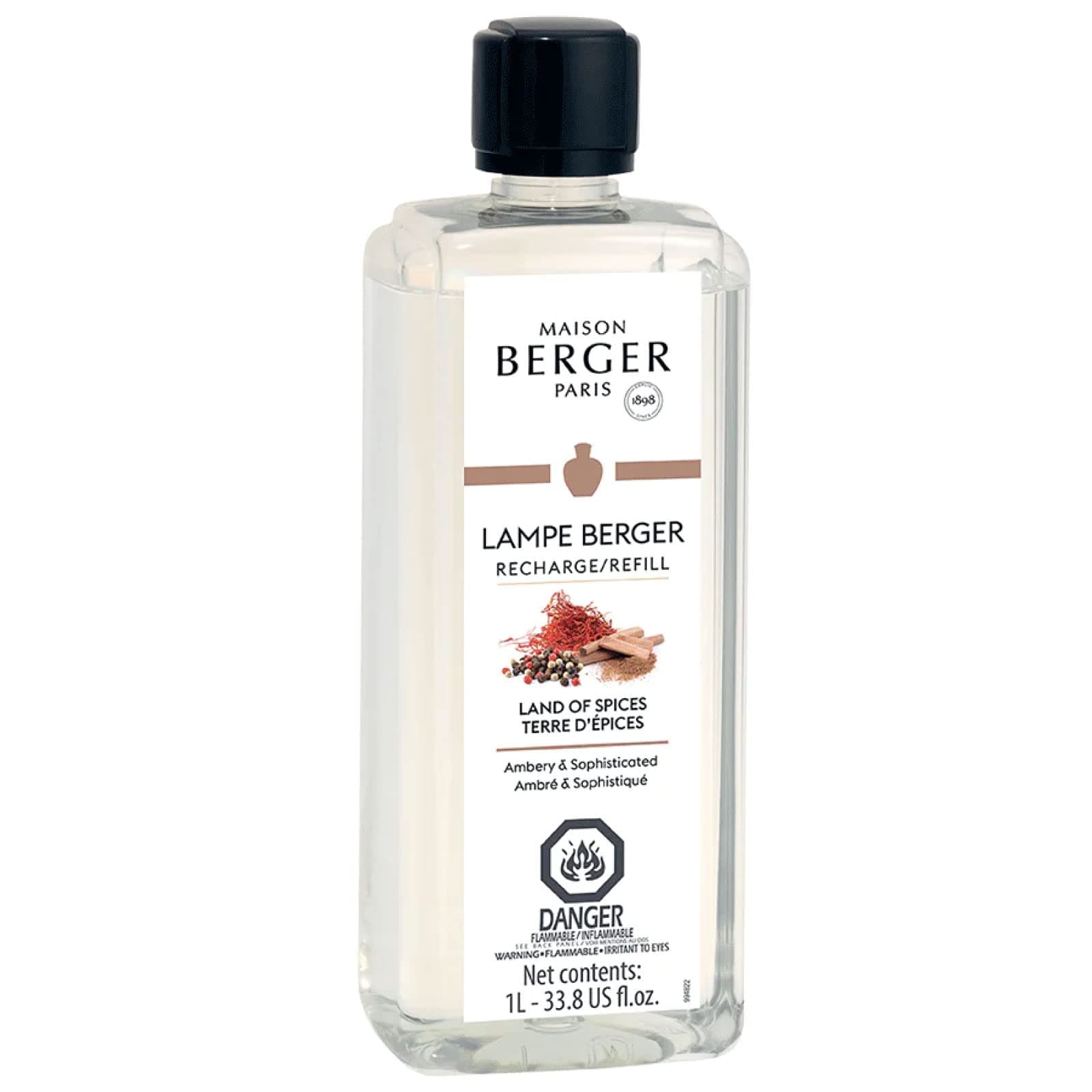 MAISON BERGER Land of Spices - Lampe Berger Fragrance Refill for Home Fragrance Oil Diffuser - 33.8 Fluid Ounces - 1 Liter, (416148)