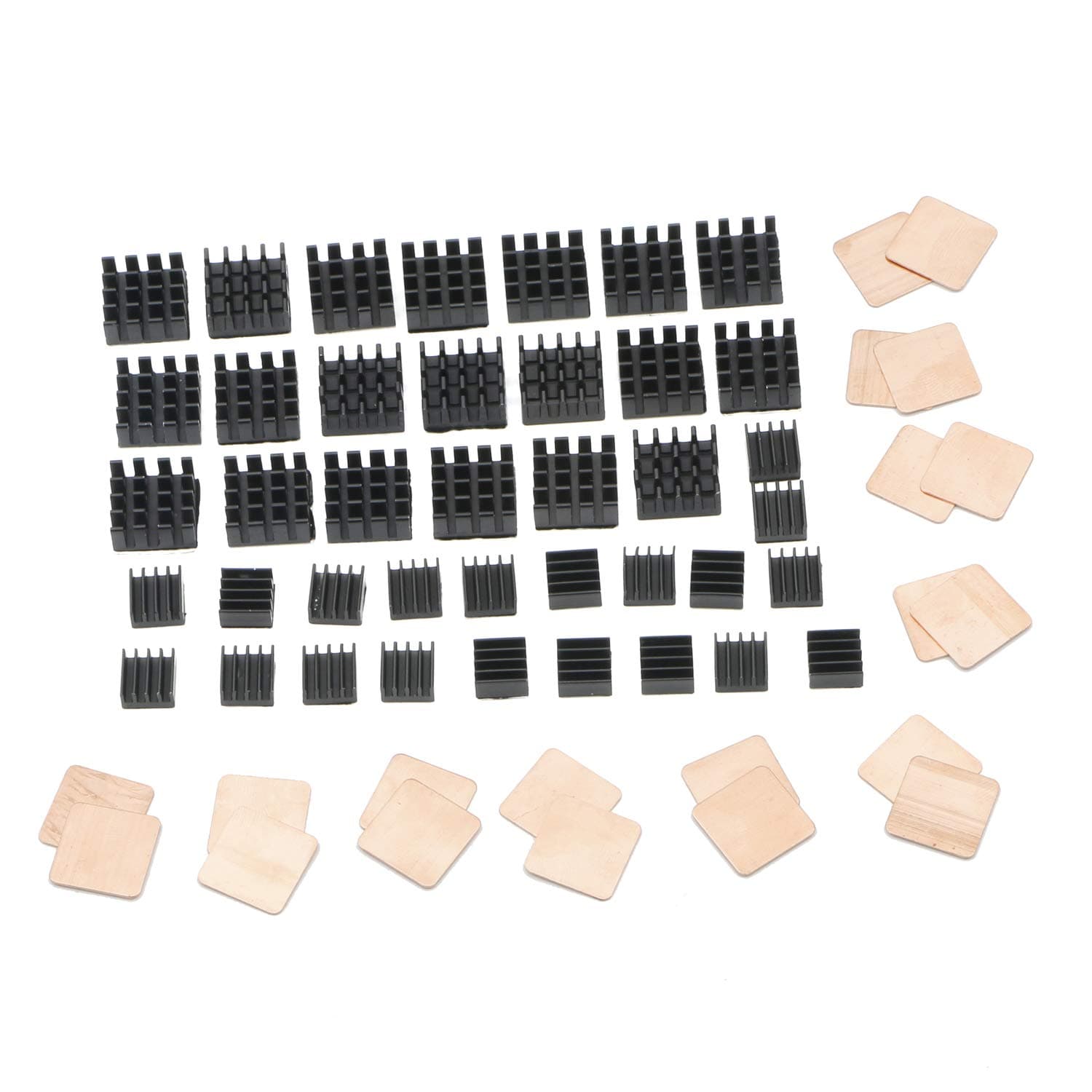 Senmod 60pcs Aluminum Heatsink Cooler Cooling Kit + 3M 8810 Thermal Conductive Adhesive Tape, Mini Cooler Heat Sink with Copper Pad Shims for Raspberry Pi, Pi 2, Pi 2 B, Pi Model B+