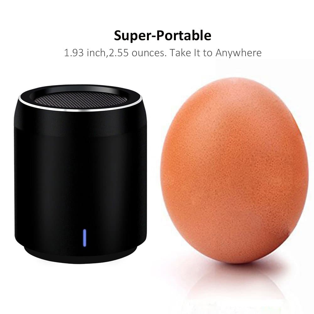 Egg-sized Outdoor Bluetooth Speakers Mini Portable with Travel Bag,Comes CSR4.0 MIC. AUX for iPhone Smartphone and Tablets,Tiny Cute Wireless Box for Shower,Kitchen,Yard and Tour,Black