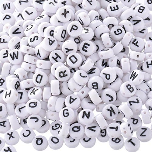 520pcs A-Z Letter Beads White Round Acrylic Alphabet Letter Beads for Jewelry Making Bracelets Necklaces Key Chains and Kids Jewelry