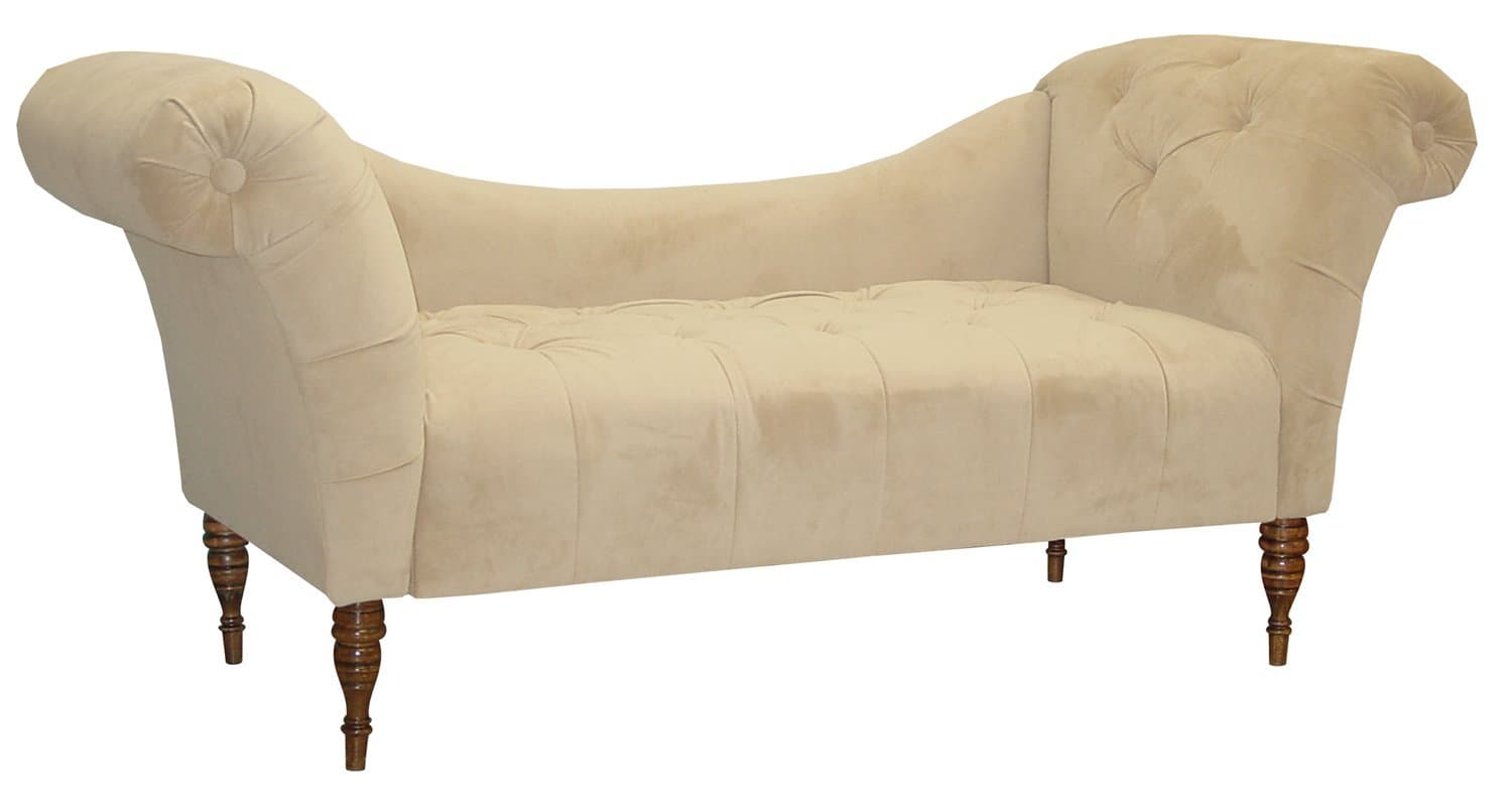 Skyline Furniture Roslyn Double Arm Tufted Chaise Lounge, Buckwheat Velvet
