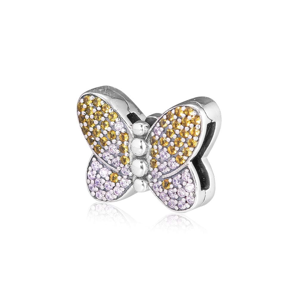 PANDOCCI 2019 Spring Reflexions Bedazzling Butterfly Clip Bead 925 Silver DIY Fits for Original Pandora Bracelets Charm Fashion Jewelry