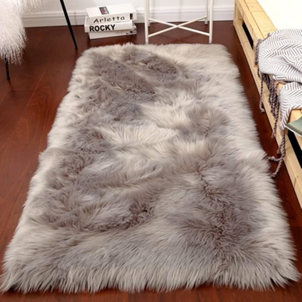 OYIMUA Fluffy Faux Fur Area Rugs Snuggly Rug Soft Shaggy Area Rugs Cozy Carpets for Bedroom Livingroom Kids Room Decor (Grey, 80cm x 150cm (2.6ft x 5ft))