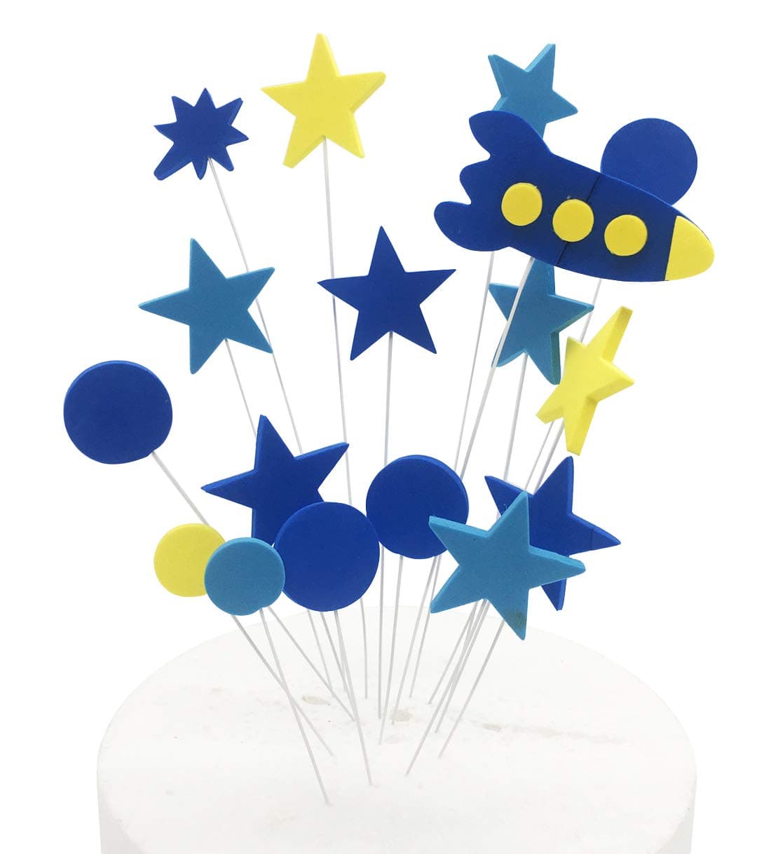 Spaceship Star Cake Topper, Happy Birthday Twinkle DIY Glitter First Birthday Cupcake Topper Cake Smash Candle Alternative Party Handmade 制造商: Somtis