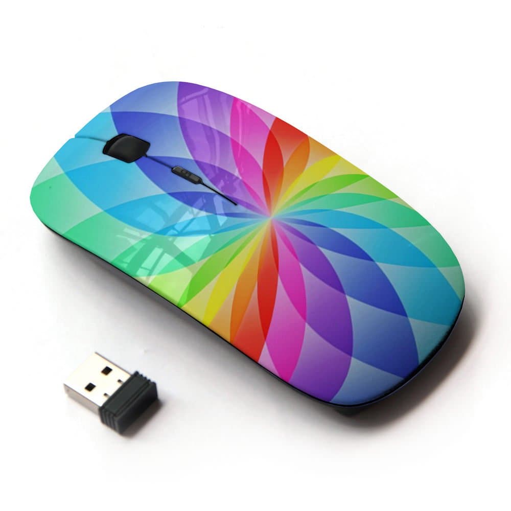 KawaiiMouse [ Optical 2.4G Wireless Mouse ] Floral White Rainbow Vibrant Colors
