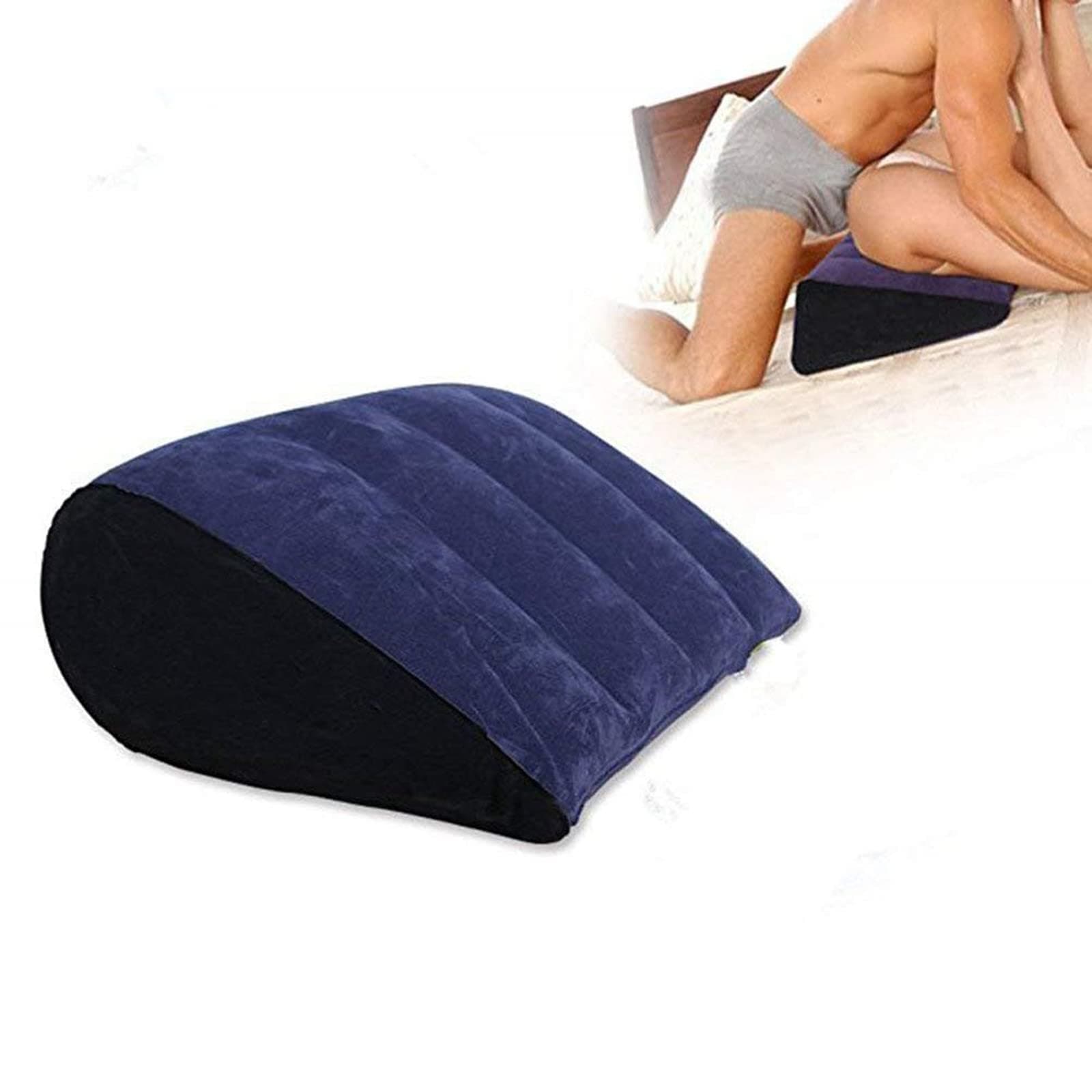 KIPETTO Inflatable Triangle Pillow PVC Flocking Travel Pillow Magic Cushion Body Support Pillow for Couple Positioning for Deeper Position