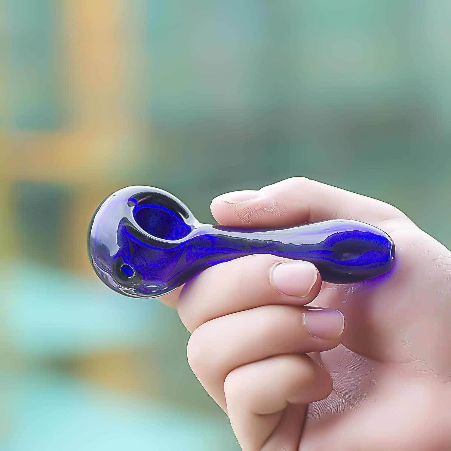 KIKU 4-Inch Simple Shape and Modish Glass Universal Tube for Multiple Scenes (Dark Blue)