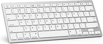 Bluetooth Keyboard Compatible with iPad A16 11th 10th Generation, iPad 10.2 (9th/8th/7th), iPad Pro 13/12.9/11 inch, iPad Air/Mini and More iOS Devices, White