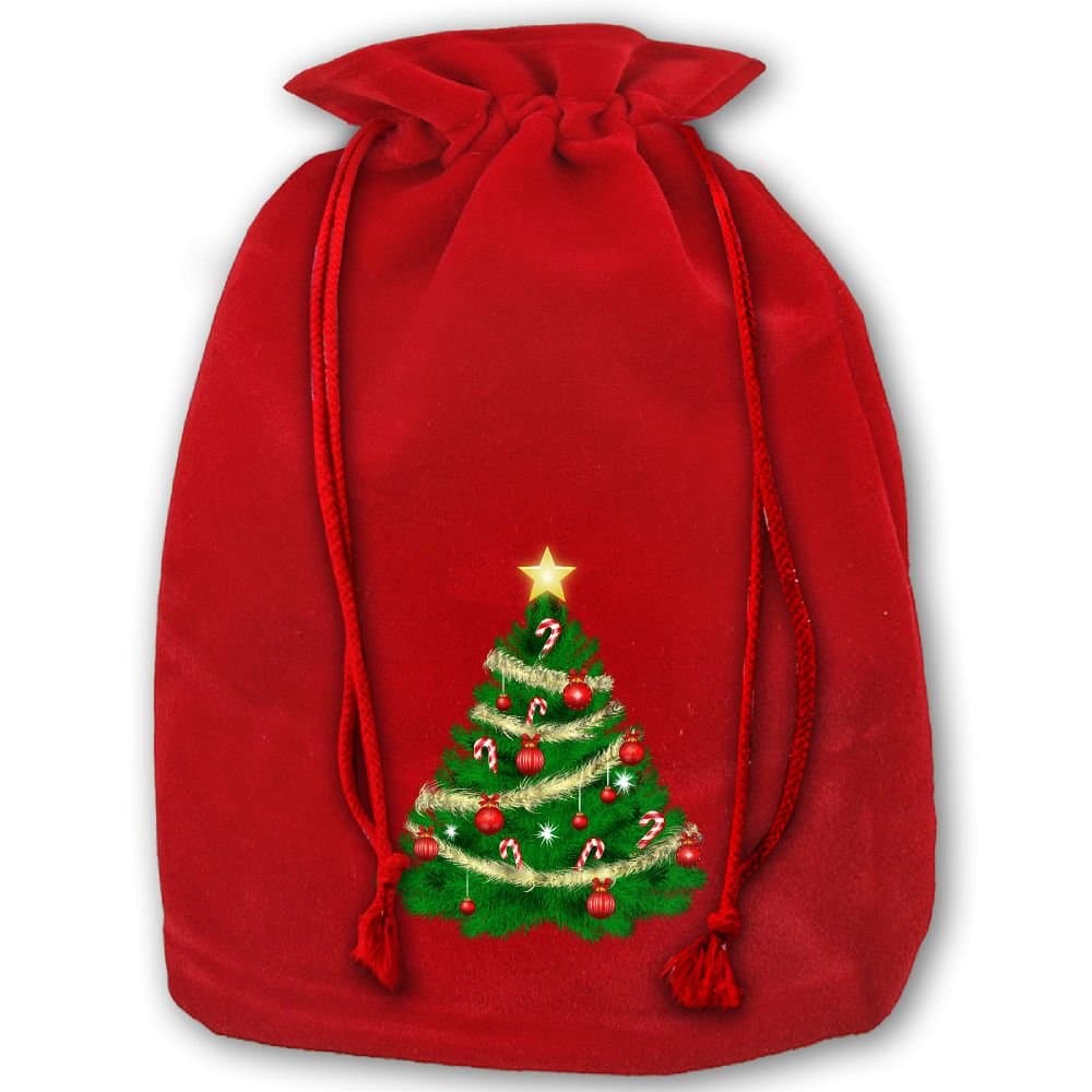 Christmas-tree Drawstring Christmas Gift Sacks Made Of Pleuche And Sponge Velvet By Gift Boutique