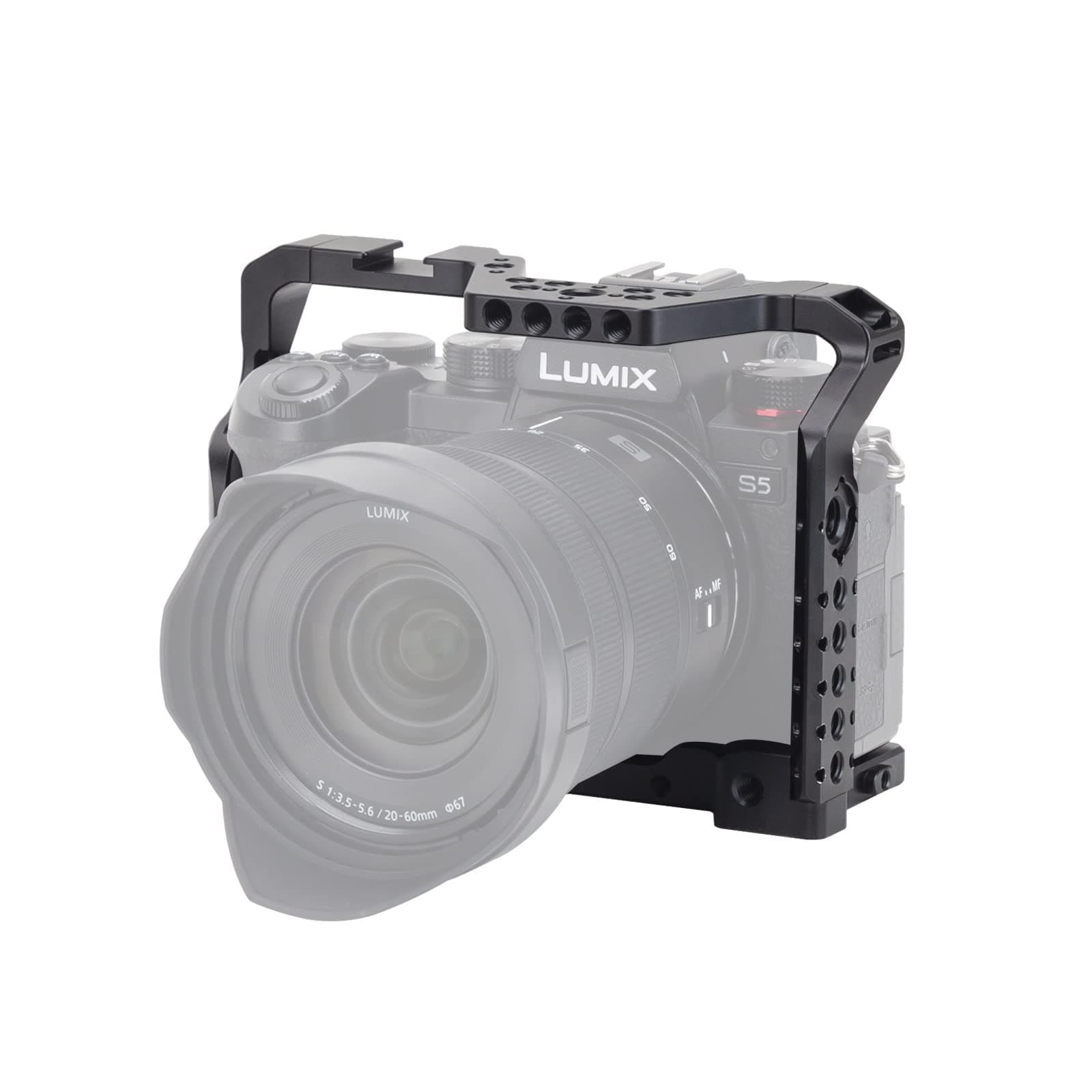 Nitze S5 Cage for Panasonic Lumix S5 with Built-in NATO Rail and Cold Shoe - TP-LS5
