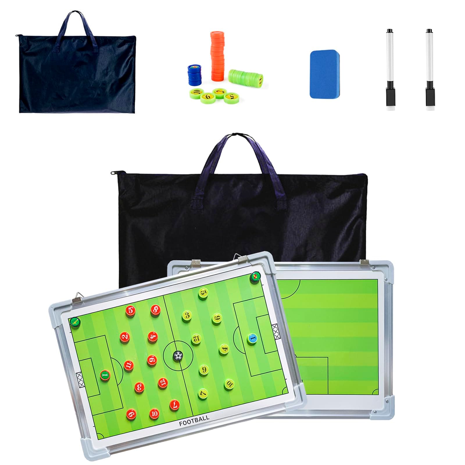 VolksRose Soccer Coaching Board, Soccer Tactics Board with Magnets and Marker Pen, Magnetic Soccer Coach Board, Soccer Dry Erase Whiteboard Coaches Clipboard, Coach Training Equipment Coach Gift