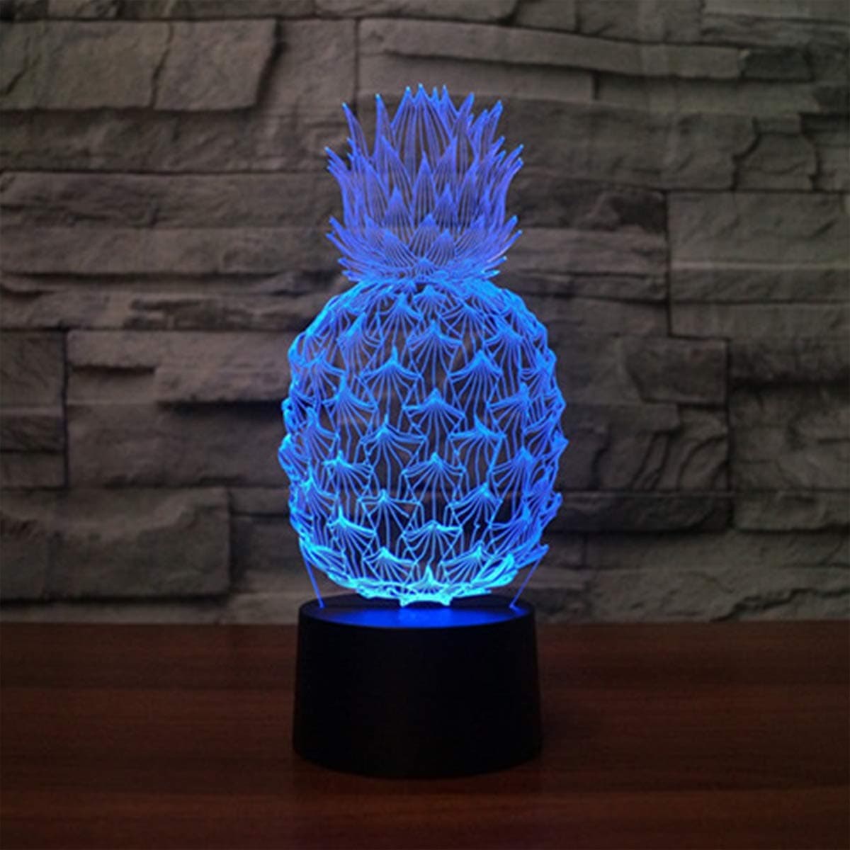 3D Illusion Lamp LED Night Light, KidsPark Optical Pineapple Bedside Lamp 7 Colour Changing Kids Lamp with Touch Button and USB Cable Sleeping Light & Desk Table Decoration