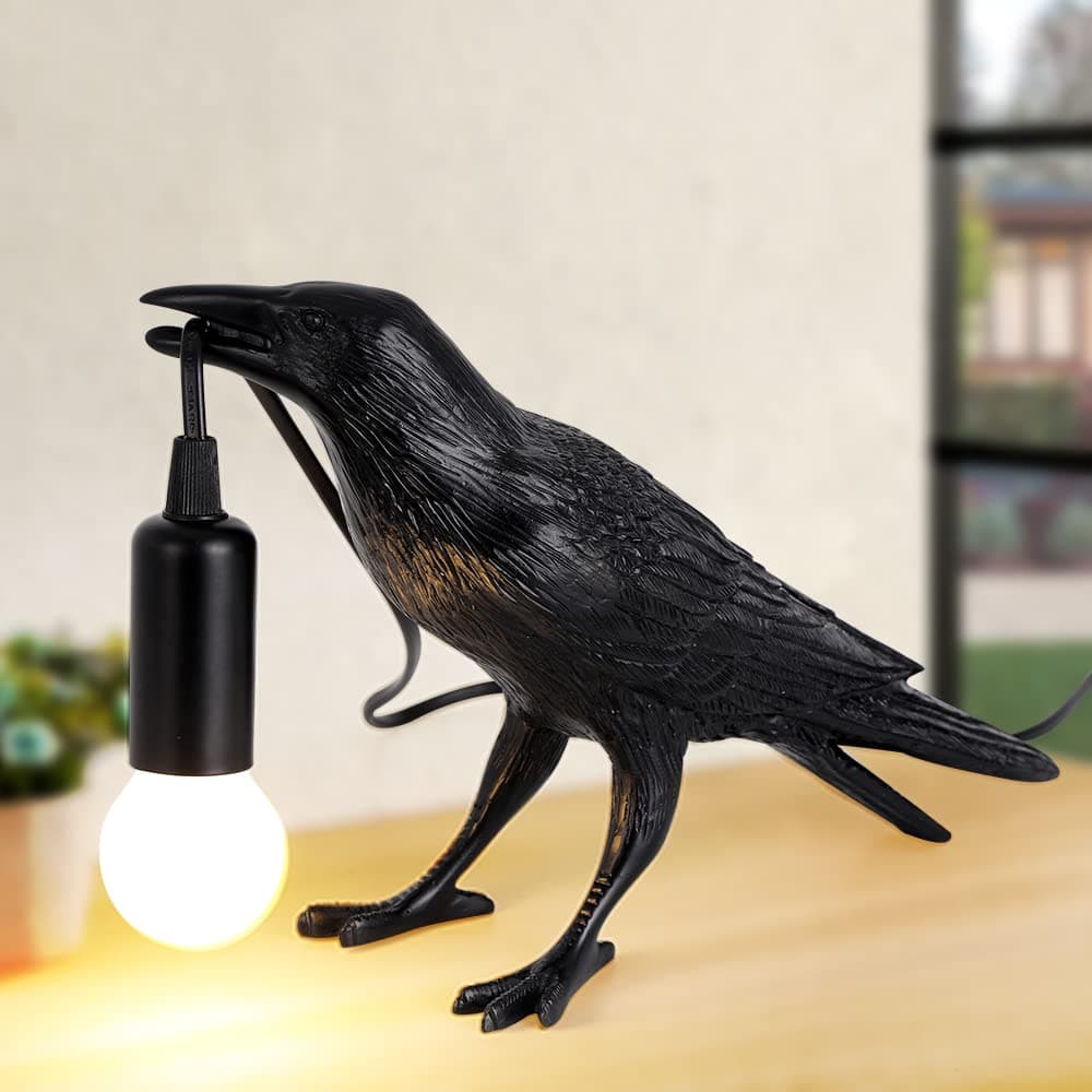 Crow Lamp - Raven Lamp Adjustable Brightness with Bulb，Bird lamp，Crow Light Gothic Halloween Decor for Bedside Bedroom Living Room Decor