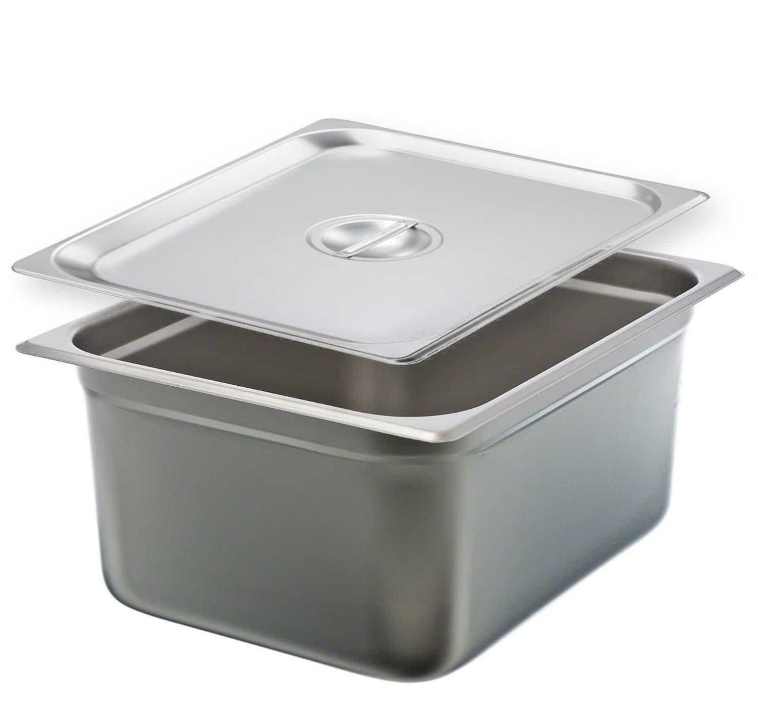 Tiger Chef 6-inch 1/2 Half-Size 22 Gauge Stainless Steel Anti-Jam Steam Table Pan with Lid