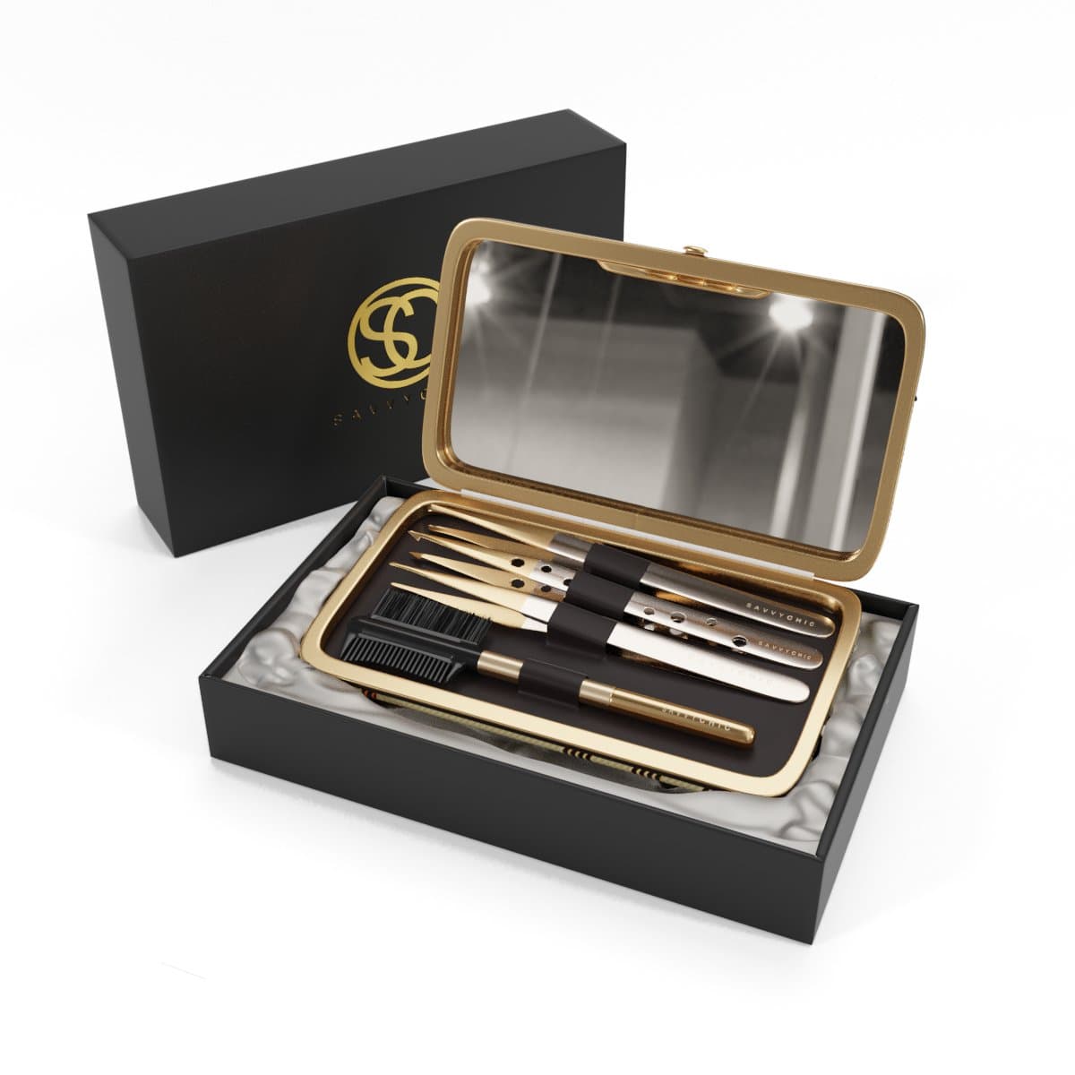 TWEEZER Set with CASE is The Ultimate Stainless Steel, Professional Grade TWEEZER Precision Eyebrow Products in Compact CASE with Mirror and Bonus Brush/Comb Combo Grooming KIT