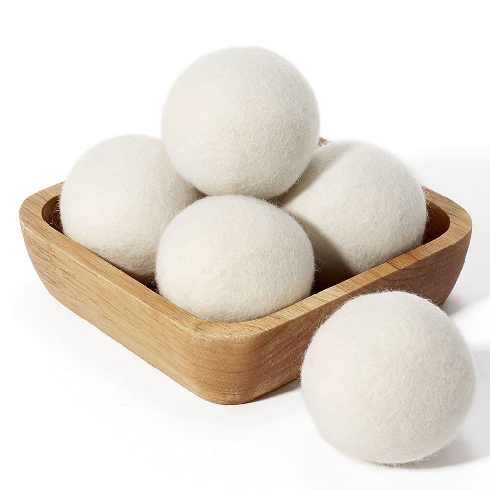 Wool Dryer Balls (6 Pack of XL), Premium Reusable Natural Fabric Softener Fabric Softener Dryer Balls with 100% New Zealand Wool, Eliminates Wrinkles and Saves Drying Time (White, X-Large)