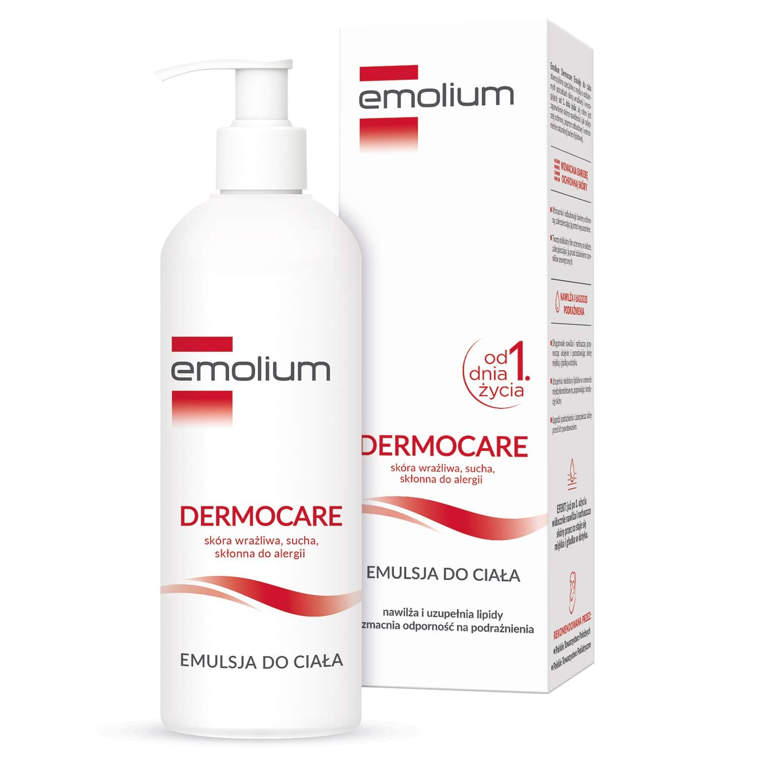 EMOLIUM Body Emulsion 400ml - For Newborns - From Day 1 - Dry & Sensitive Skin Emolium EmulSJA DO CIAŁA OLEJ Macadamia MasŁo Shea UREA TRÓJGLICERYDY