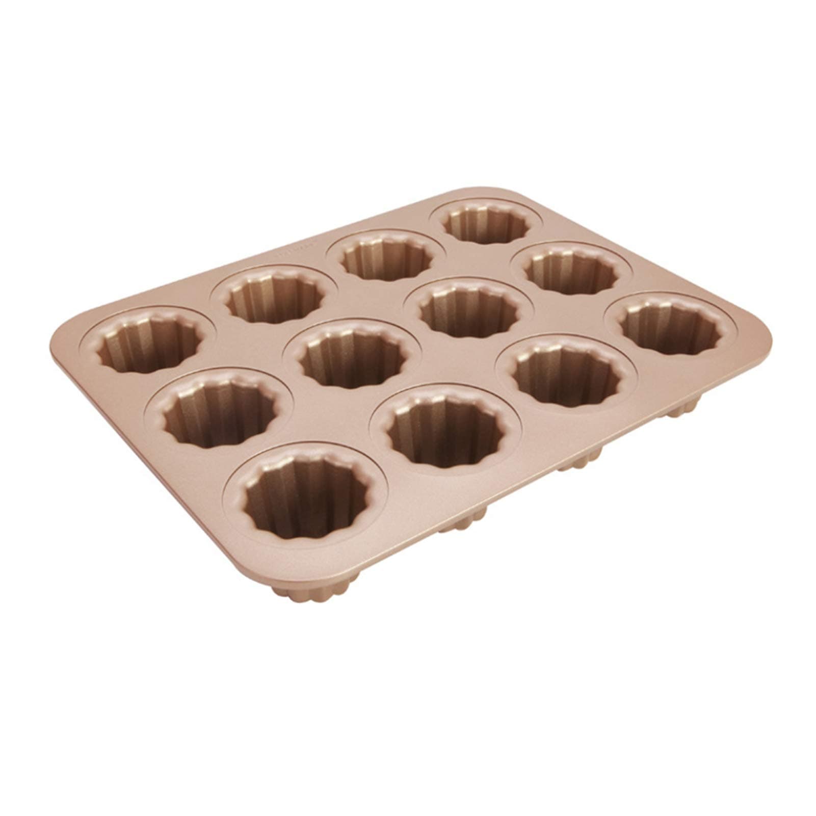 iToids 12-Cavity Nonstick Canele Molds Canele Pan, Carbon Steel French Pastry Bakeware for Cupcakes, Mini Cakes, Custards, Home Baking & Holiday Gifts