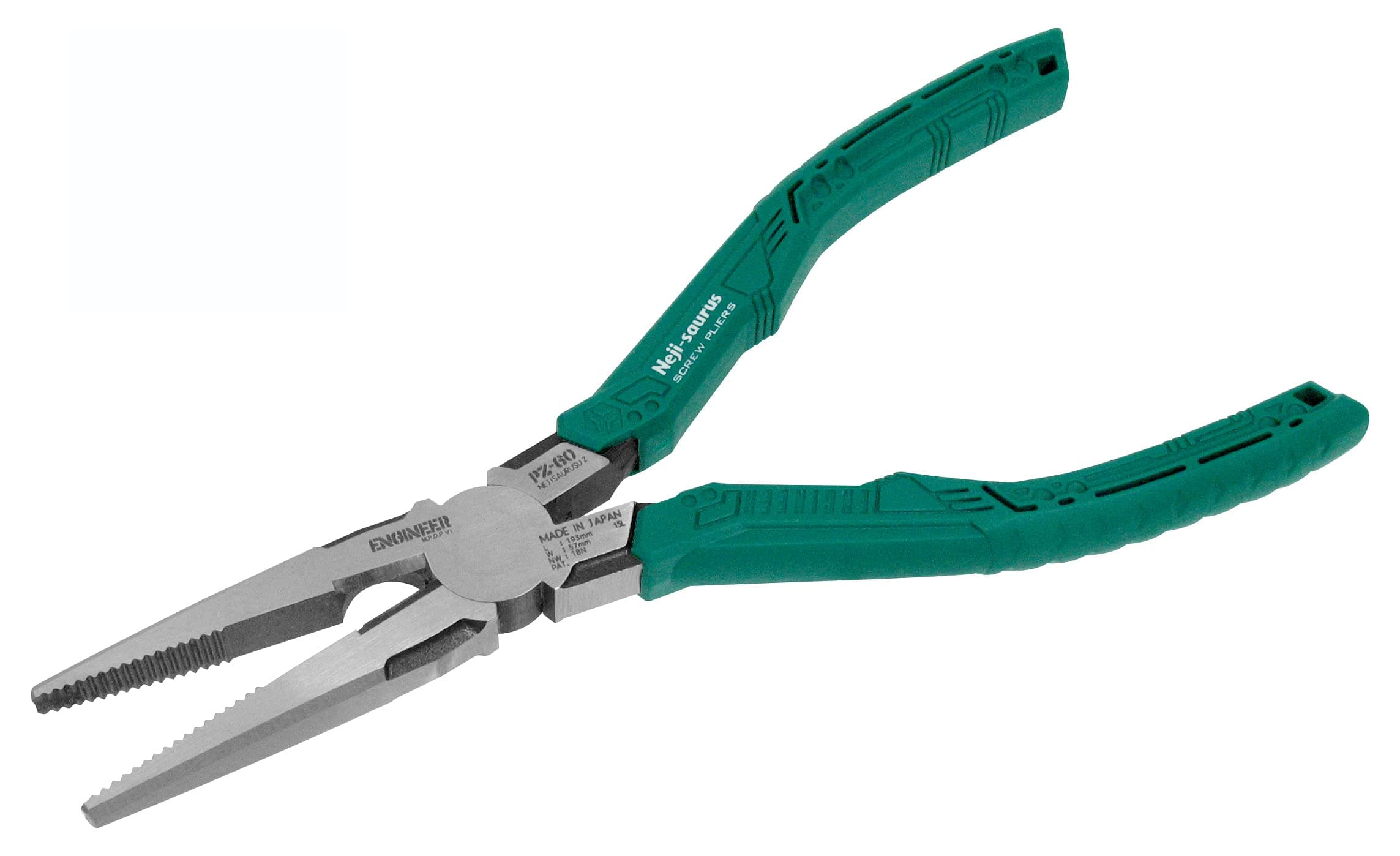 ENGINEER PZ-60 Screw Removal Pliers, 193mm Long Nose Pliers with screw extracting serrated jaws