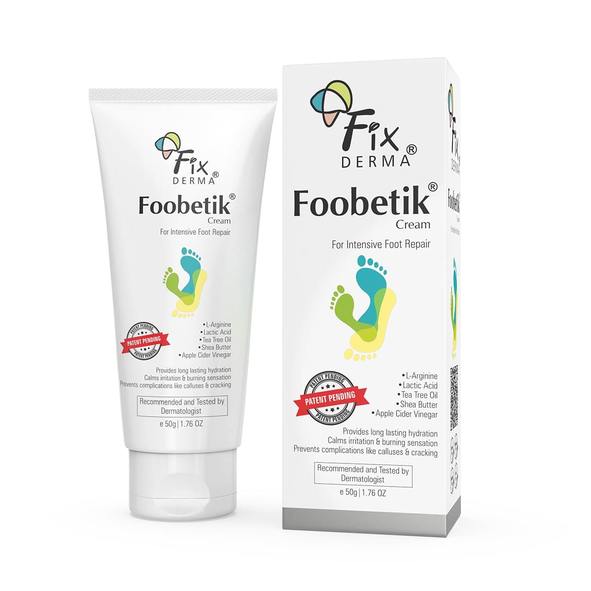 Fixderma Foobetik Cream with Lactic Acid | Foot Cream for Diabetic Feet | Foot Moisturiser | Foot Cream for Dry & Cracked Feet, Heel Repair | Paraben Free - 50gm