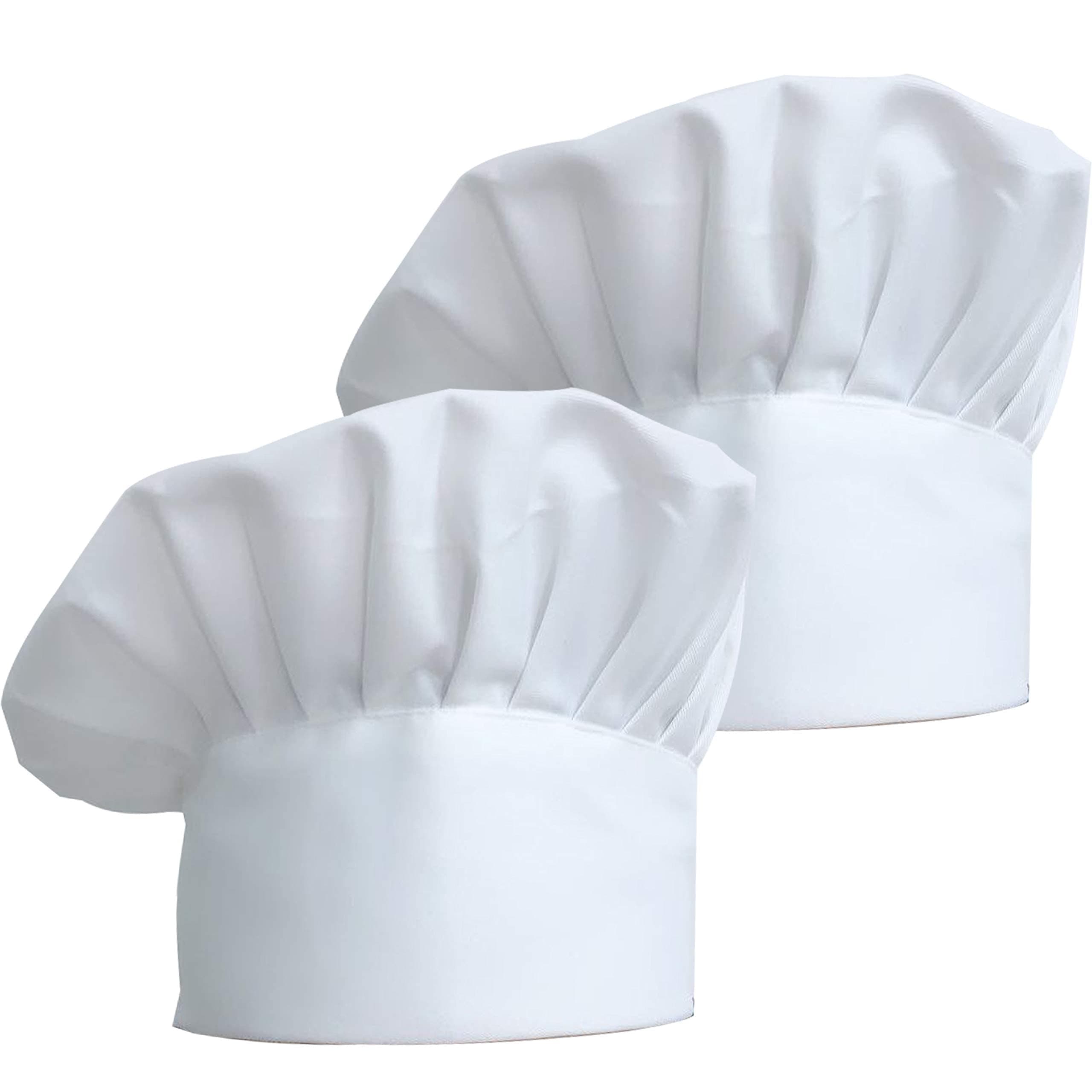 2pcs Chef Hat Adjustable Elastic Kitchen Chef Cap with Breathable Cotton White Uniforms Baker Cooking Hat for Adults House Hotel Restaurant Use (UK, Alpha, S, L, 2white)