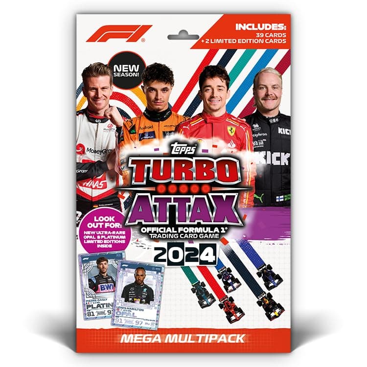 Topps Turbo Attax Formula 1 2024 - Mega Multipack - Contains 39 Turbo Attax Cards plus 2 Limited Edition Cards