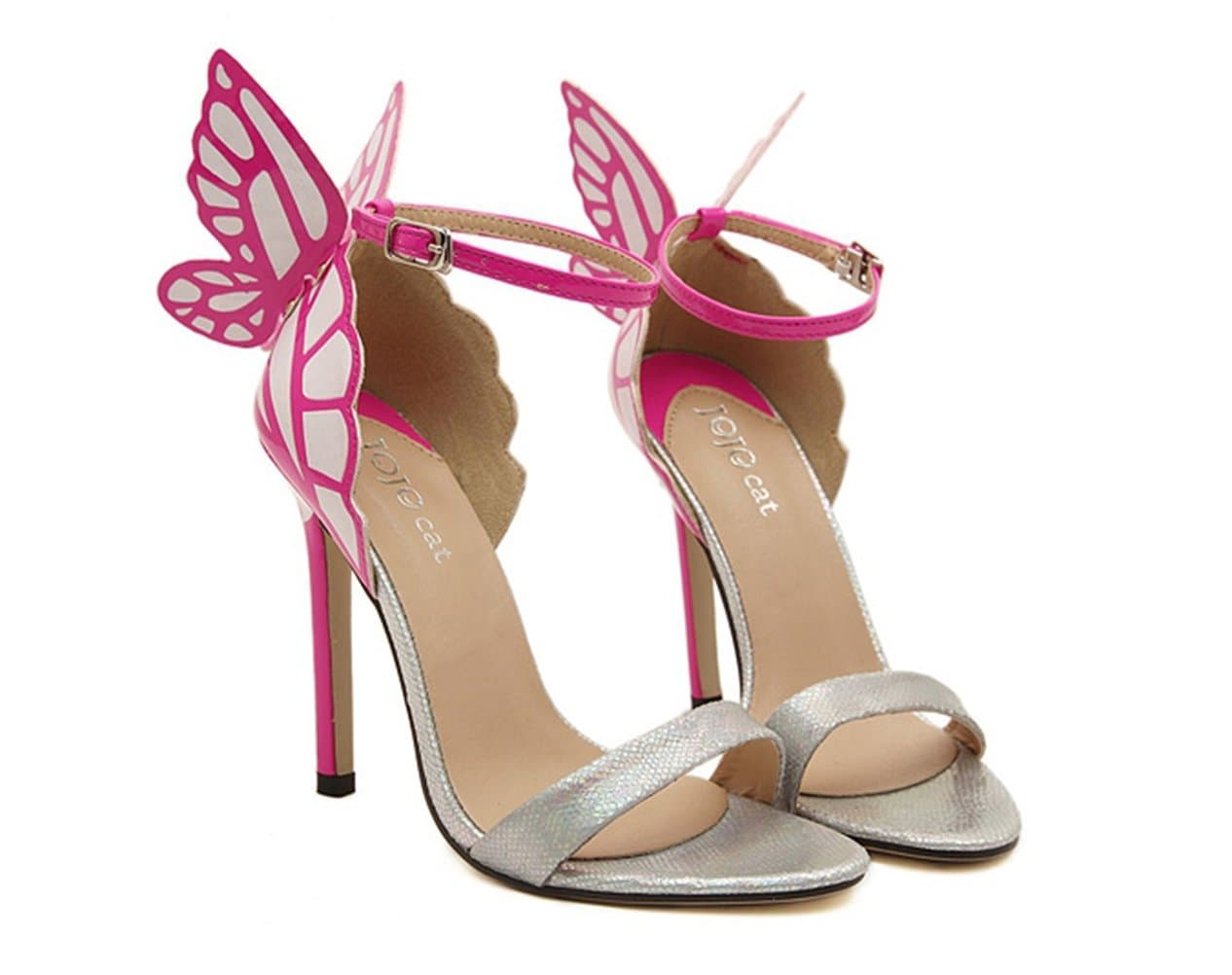 Yinhan Women's Colorful Butterfly Wings High Heel Sandals