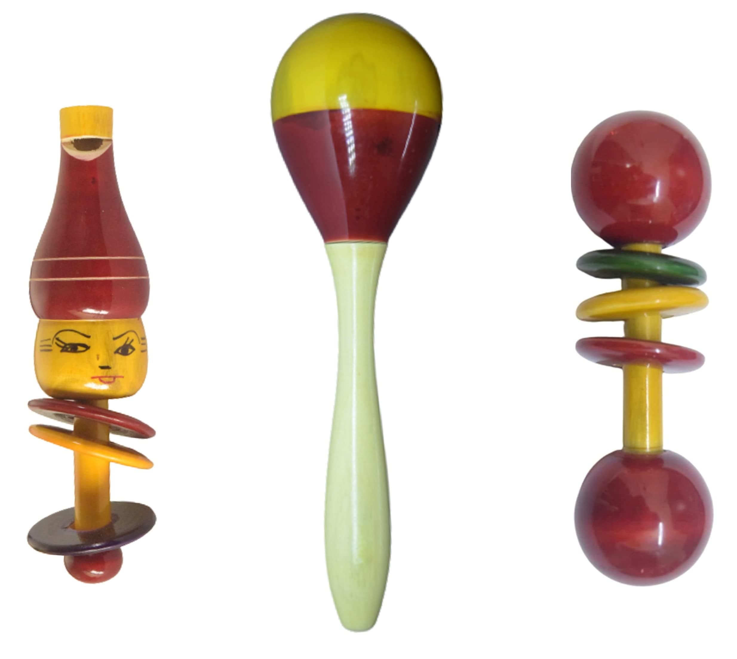 Wooden Baby Rattles Set of 3 nos Pack - Eco Friendly Channapatna Toys - Baby Music and Sound Makers…